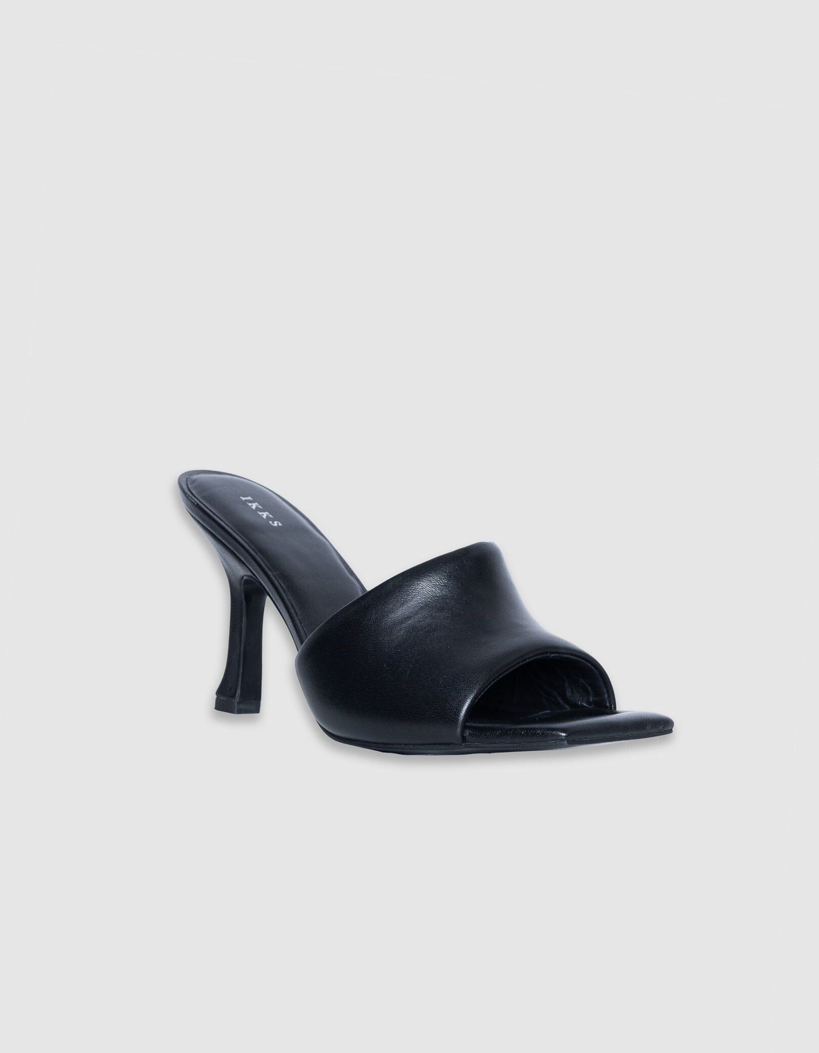 Mules à talon noires cuir puffer Femme