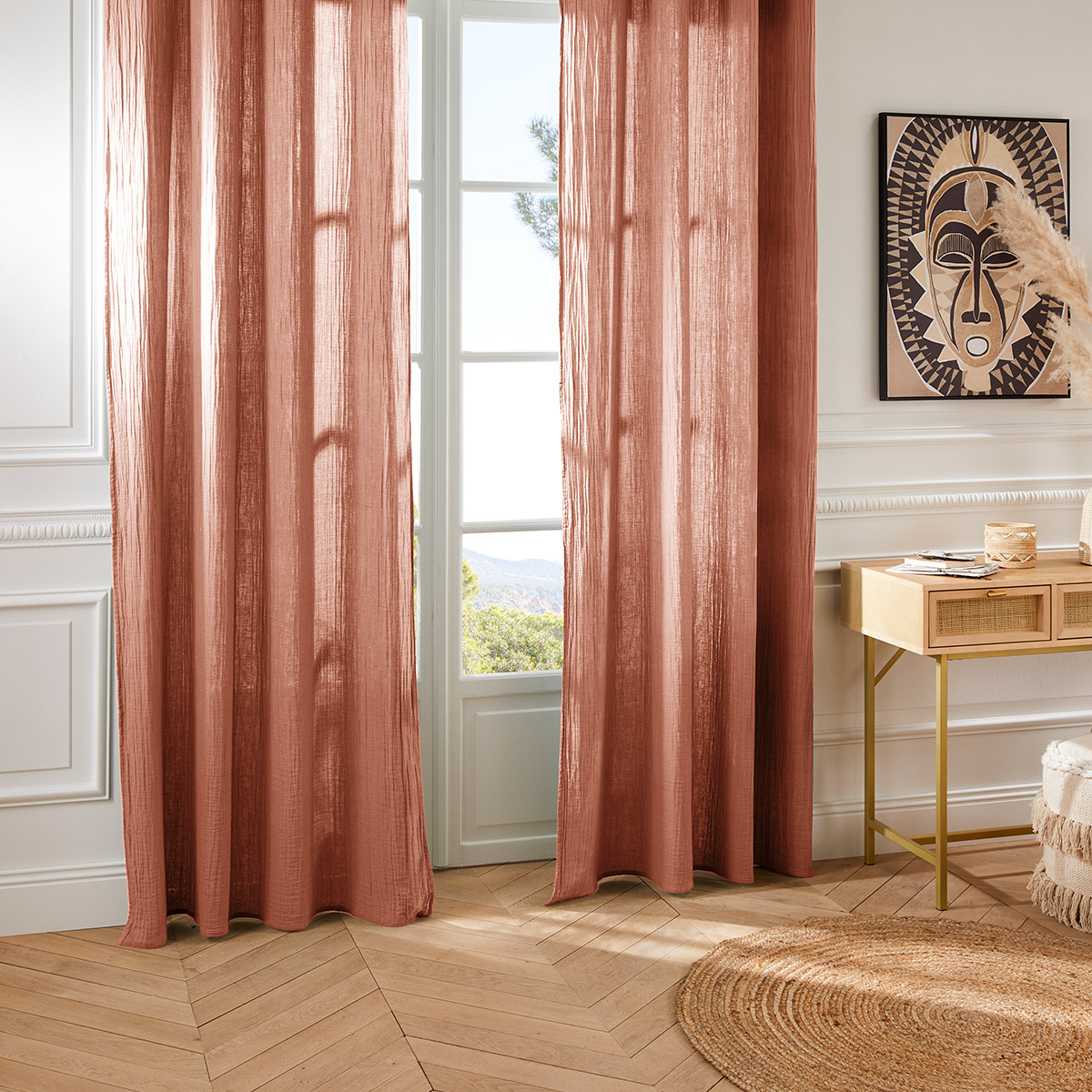 Curtain "Jamana" Cotton, petrol blue, 130x260 cm