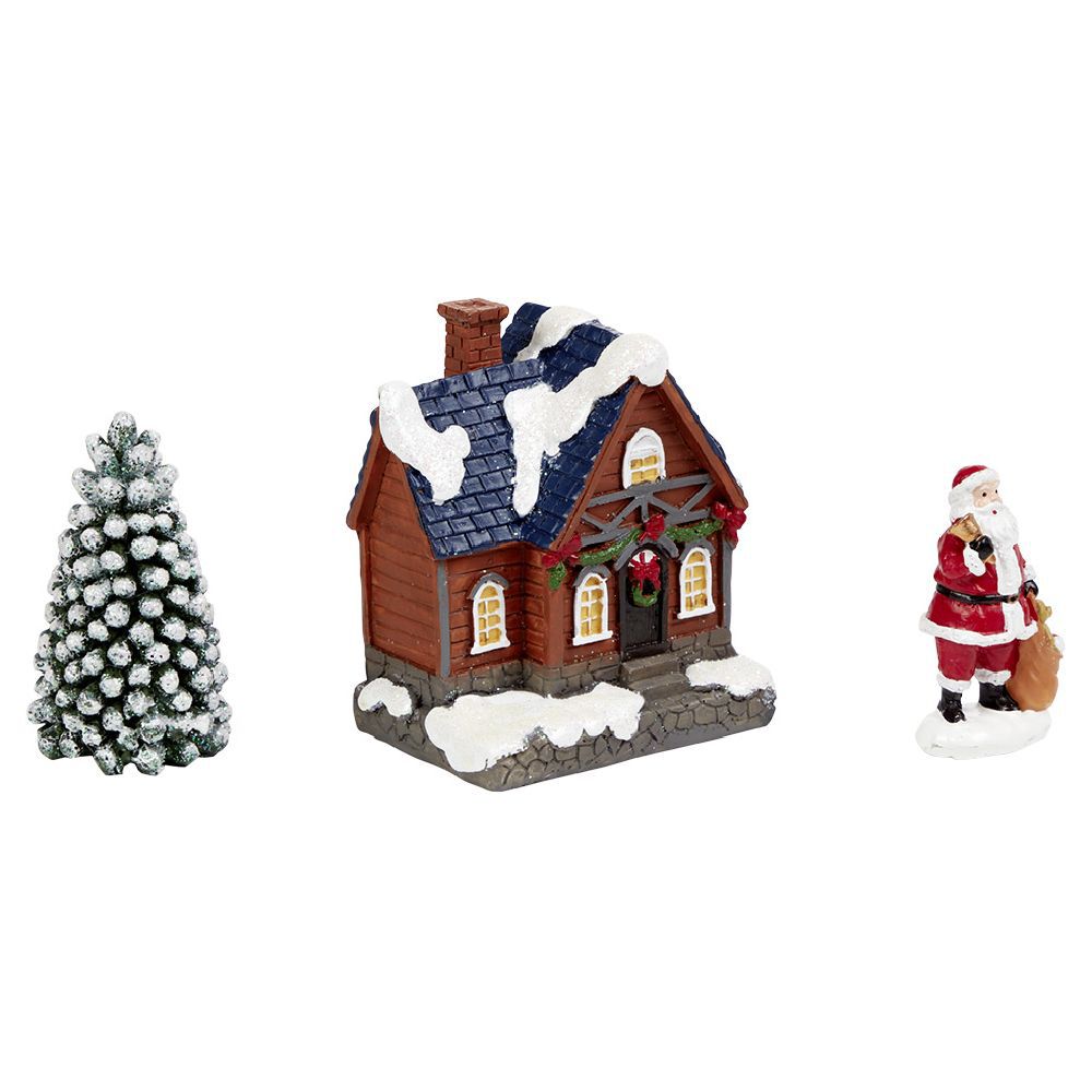 Décoration maison lumineuse 4LED avec père No&euml;l et sapin