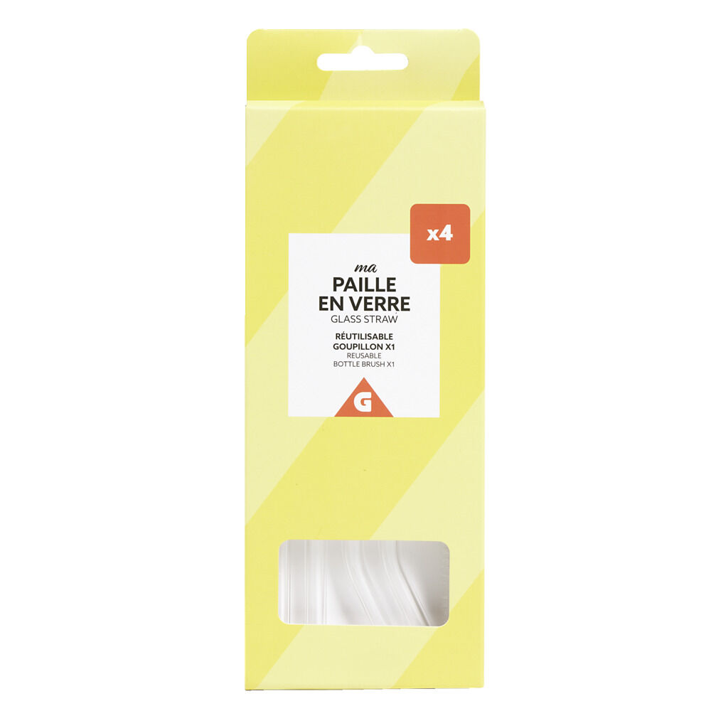 Set 4 pailles en verre avec écouvillon
