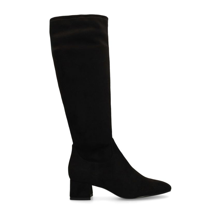 Manfield Zwarte stretch laarzen met hak