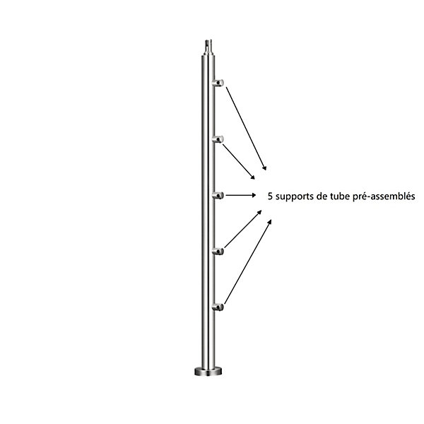 Pack garde-corps 1.2 m 5 barres inox 304 argent installation verticale intérieur extérieur by Aica