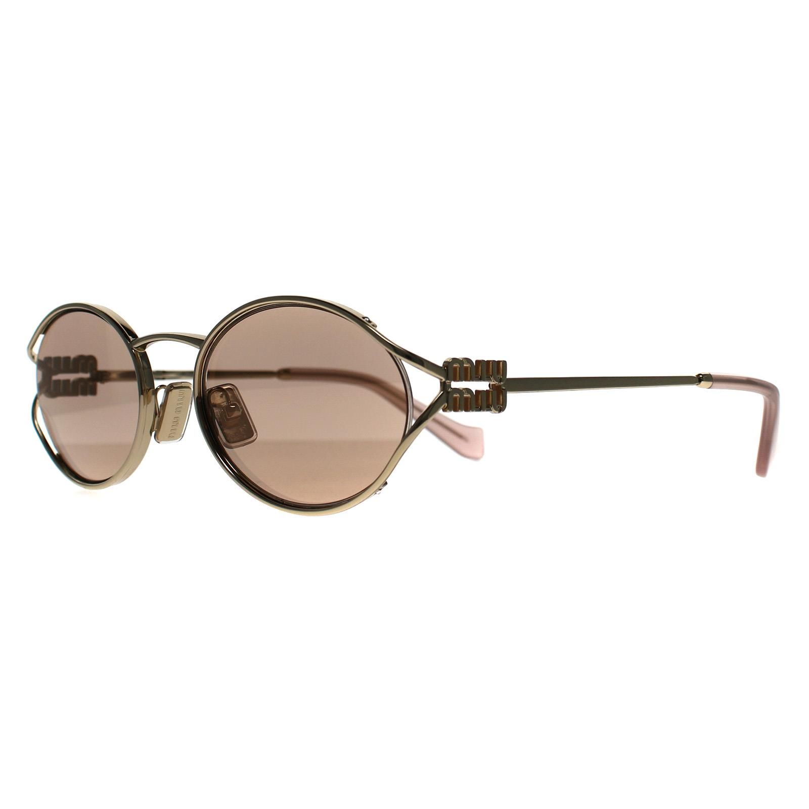 Miu Miu Oval Pale Gold Rose Pink Mirror MU52YS