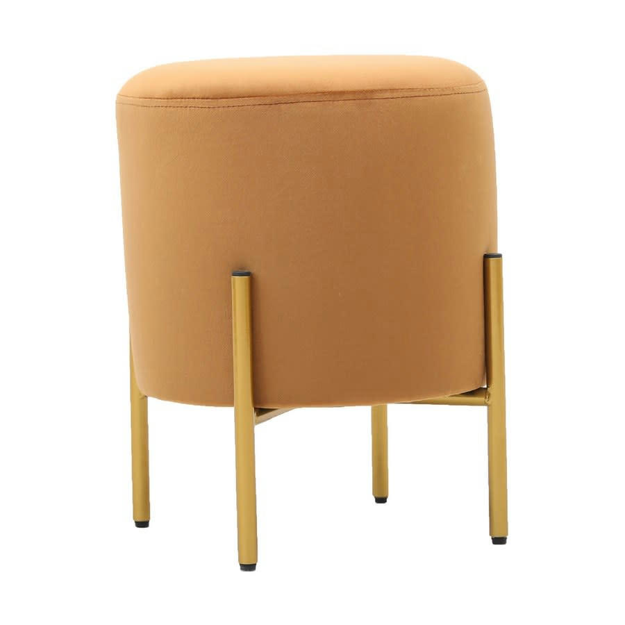 VELVET - Pouf repose-pieds rond capitonné en velours ocre