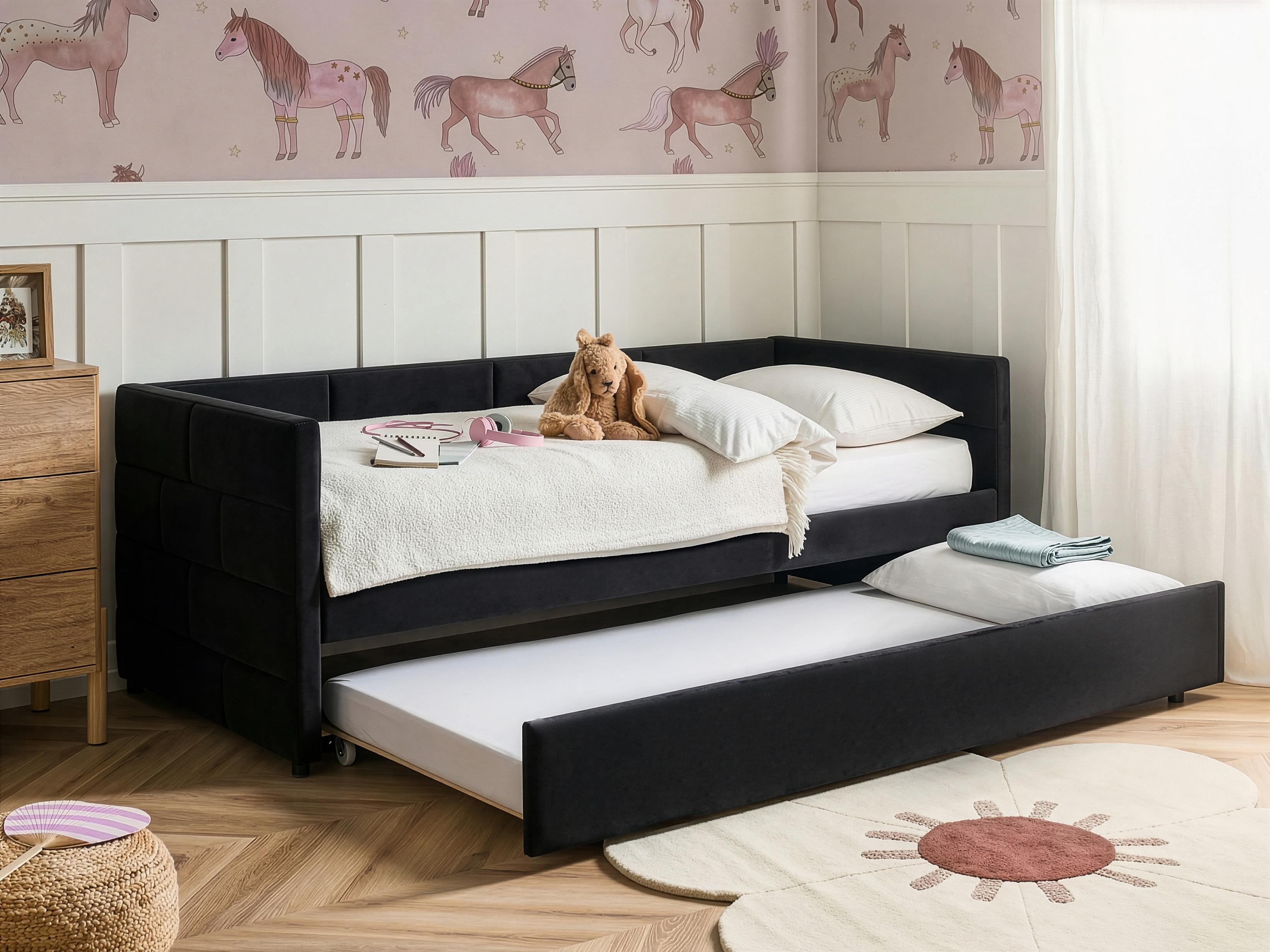 Trundle Bed Velvet CHAVONNE 90 x 200 cm (EU Single) Black