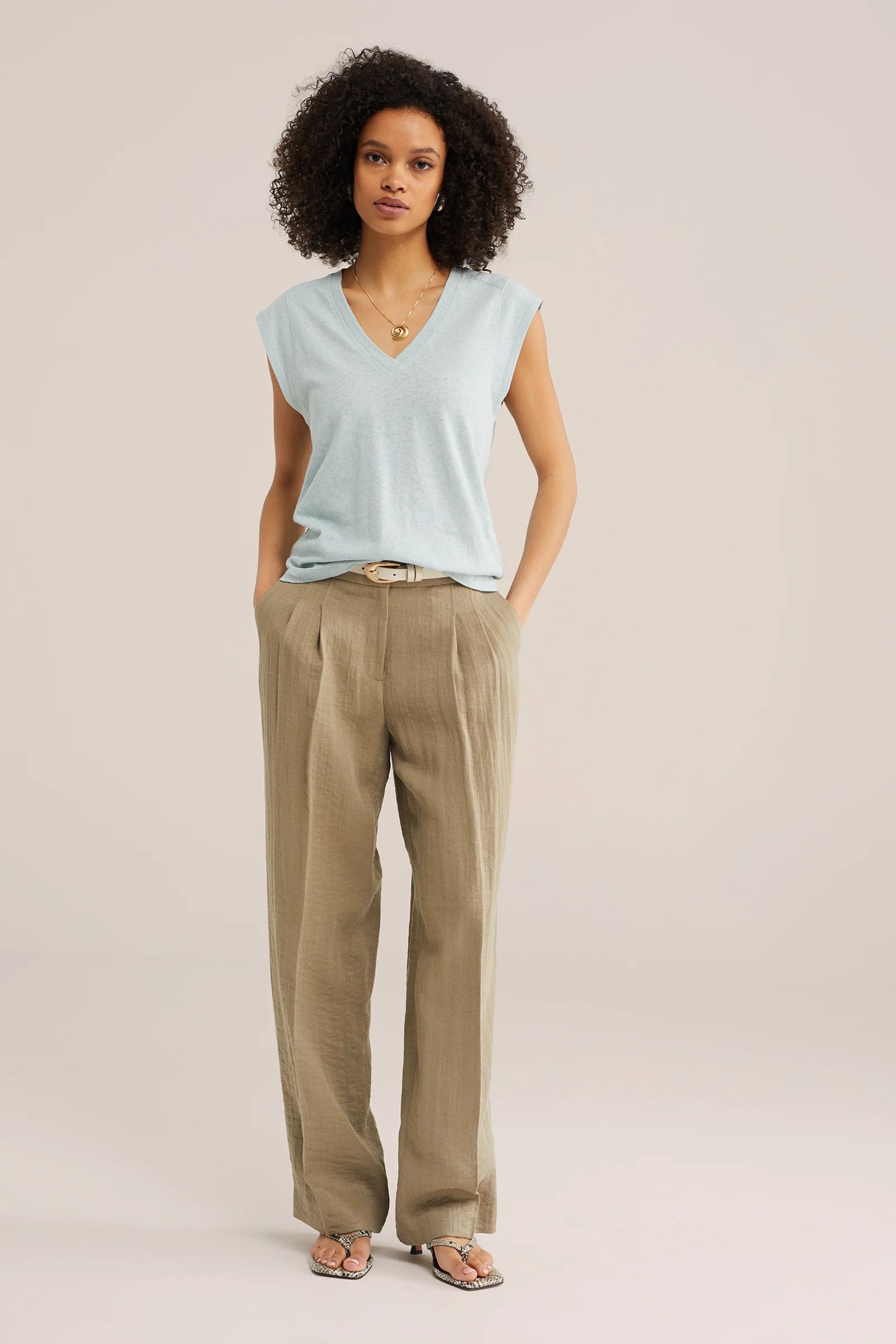 Dames singlet van linnenmix