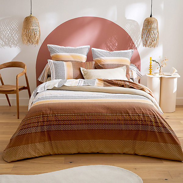 Housse de couette 140x200 cm coton NIAGARA marron Châtaigne