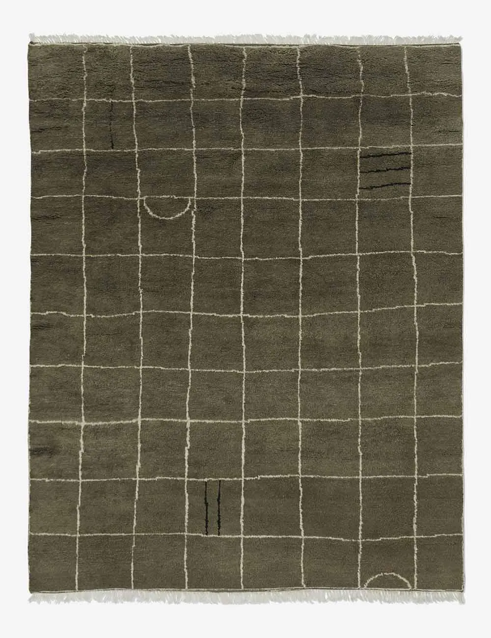 Hand Knotted Moroccan Rug, Sage Green Grid Wool Area Rug, Modern Berber Rug, Neutral Geometric Rug, Custom Size Living Room Rug 8x10 9x12 Ft