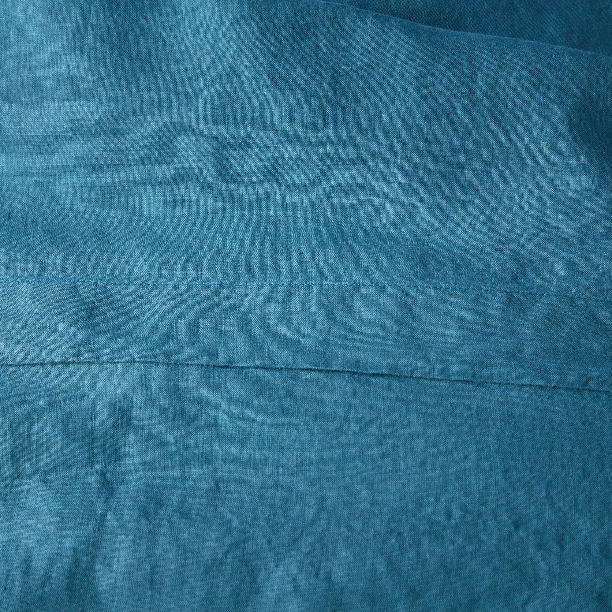 VENCE - Linge de lit uni en lin lavé - bleu figuerolles