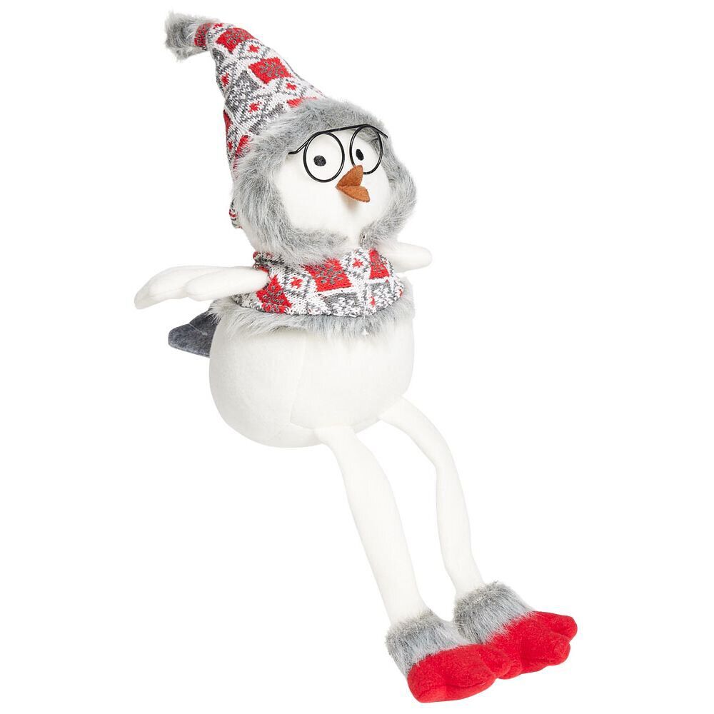 Oiseau assis déco No&euml;l avec pattes pendantes H54cm