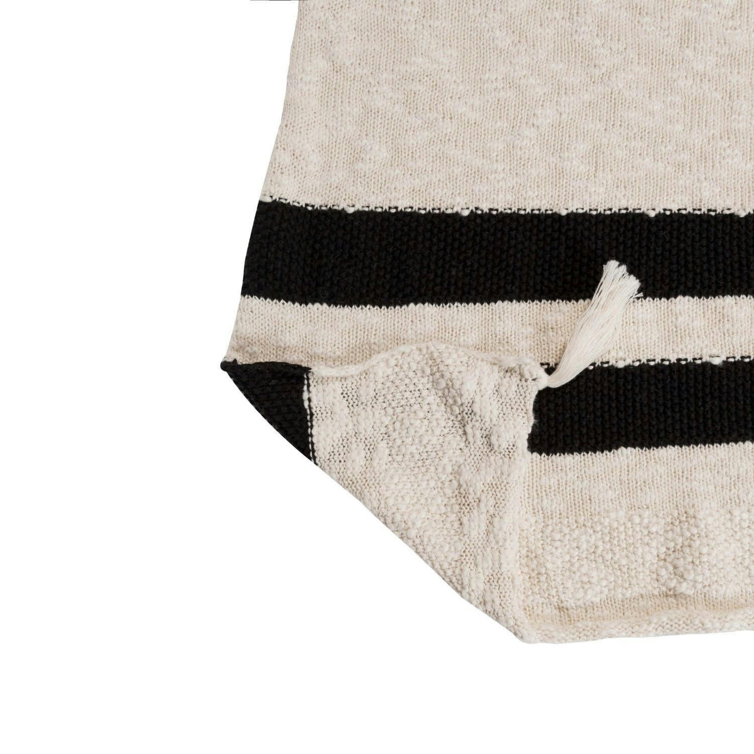 - Couverture lavable rayée noire et beige 125 x 150 cm