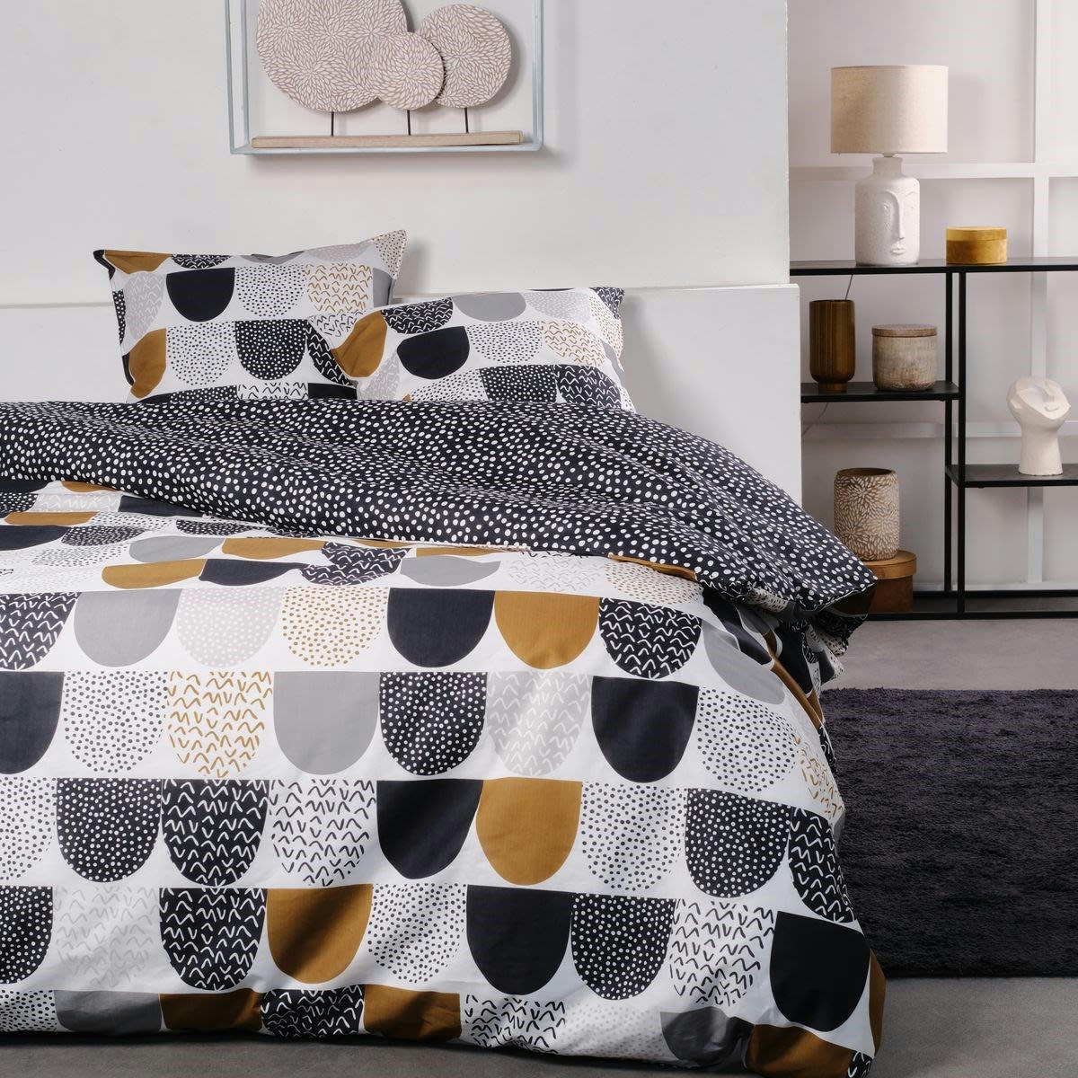 SUNSHINE ANTOINE - Parure de lit imprimé en coton blanc 220x240