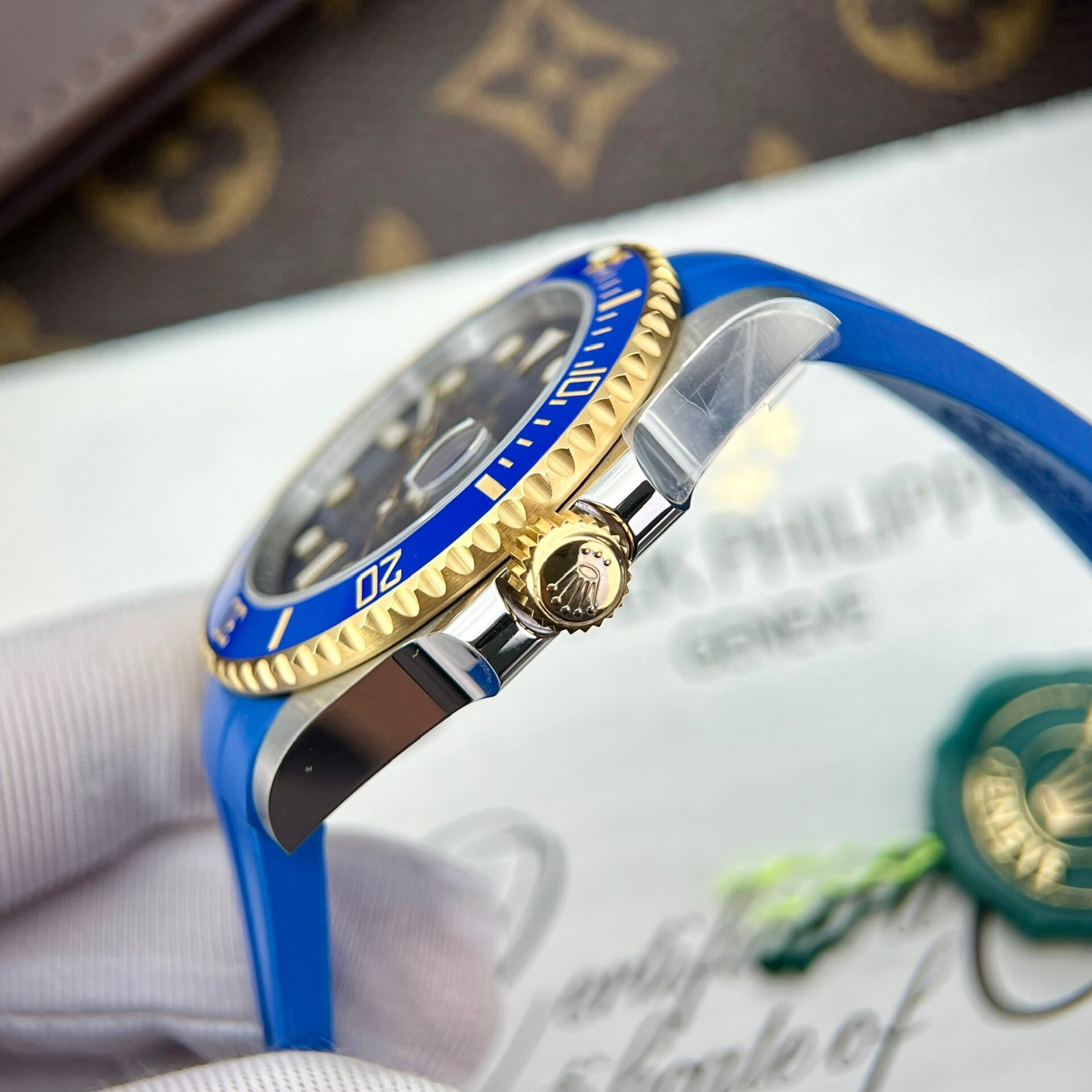 Rolex Submariner SS/YG Plated Blue Dial 40mm Oysterflex Super Clone