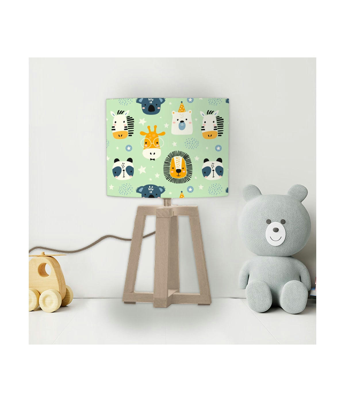 ENFANT - Abat-jour chevet enfant Savane Vert Pastel D: 25 x H: 20