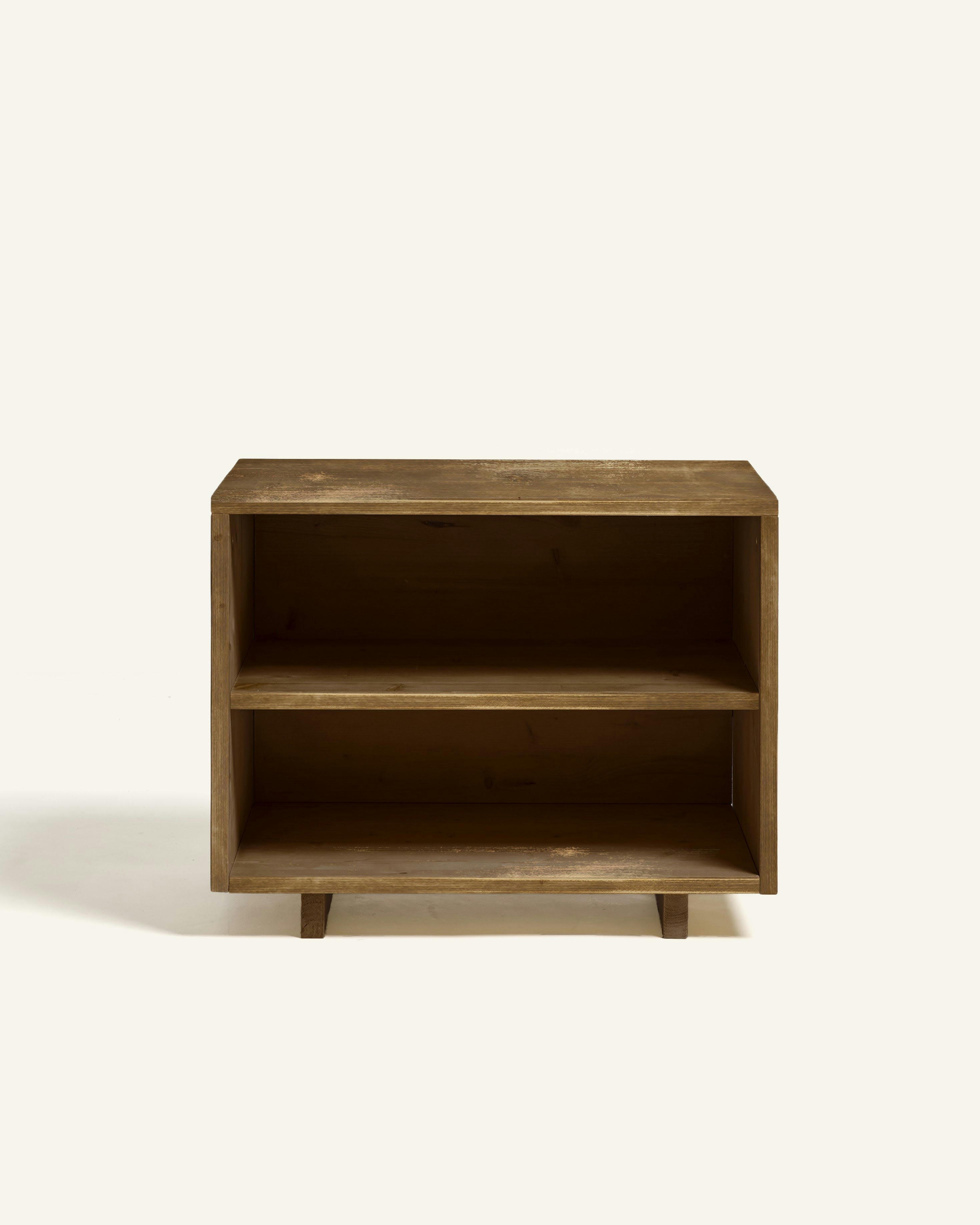 GINA - Table de chevet sans tiroir en bois en couleur marron vieilli