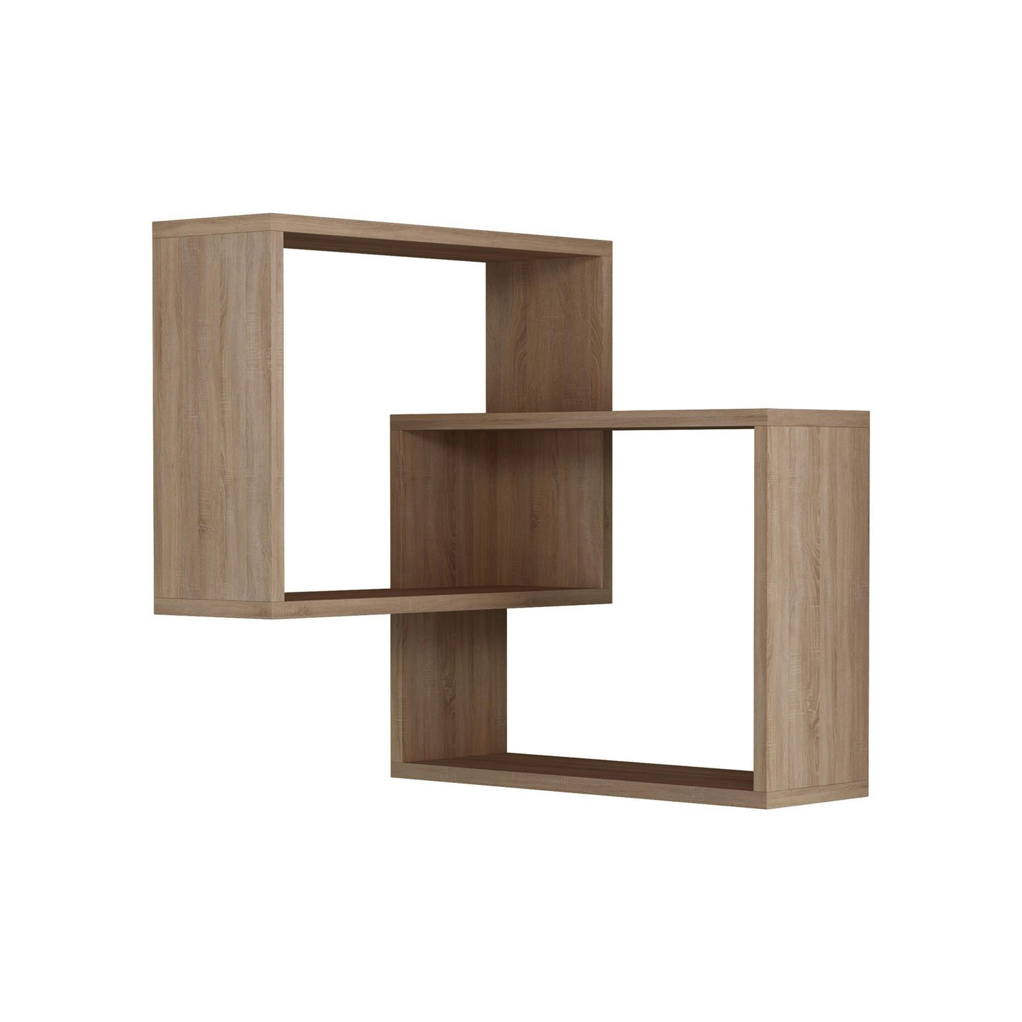 Étagère d'angle design effet bois - 2 cubes imbriqués MARFA