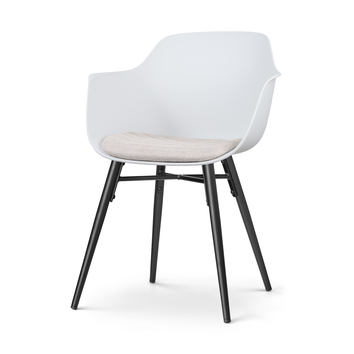 Nolon Nena-Liz Eetkamerstoel Wit - Beige - Zwarte Houten Poten