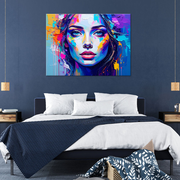 Obraz nowoczesny do salonu sypialni, Kolorowy Portret Twarz Kobiety 30x20