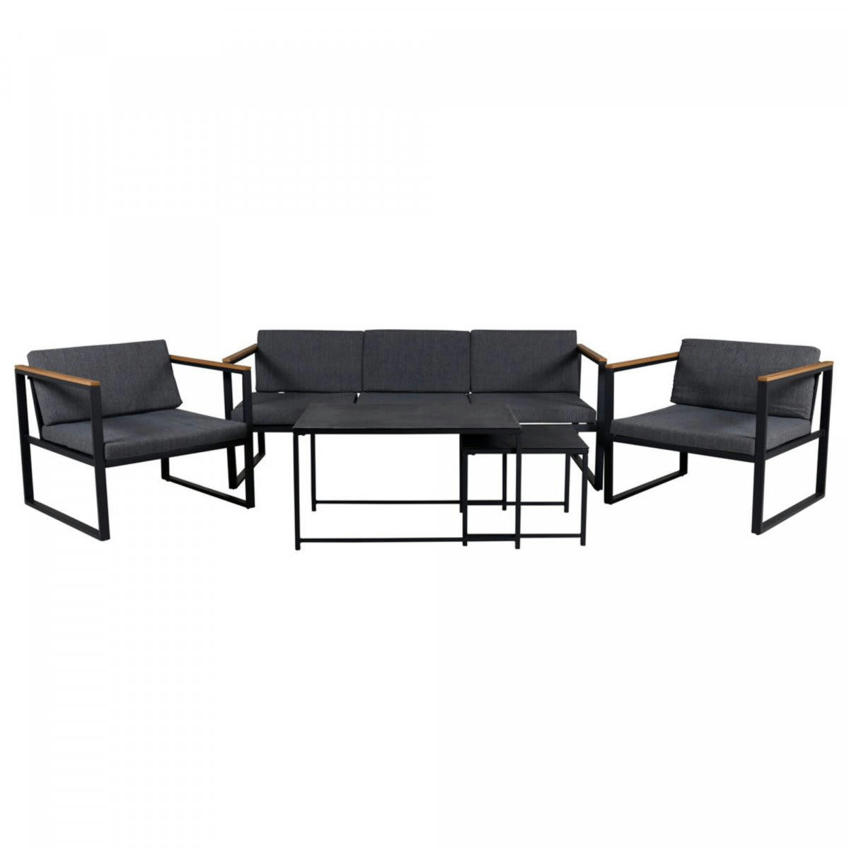 THIES - Salon de jardin complet en tissu et métal