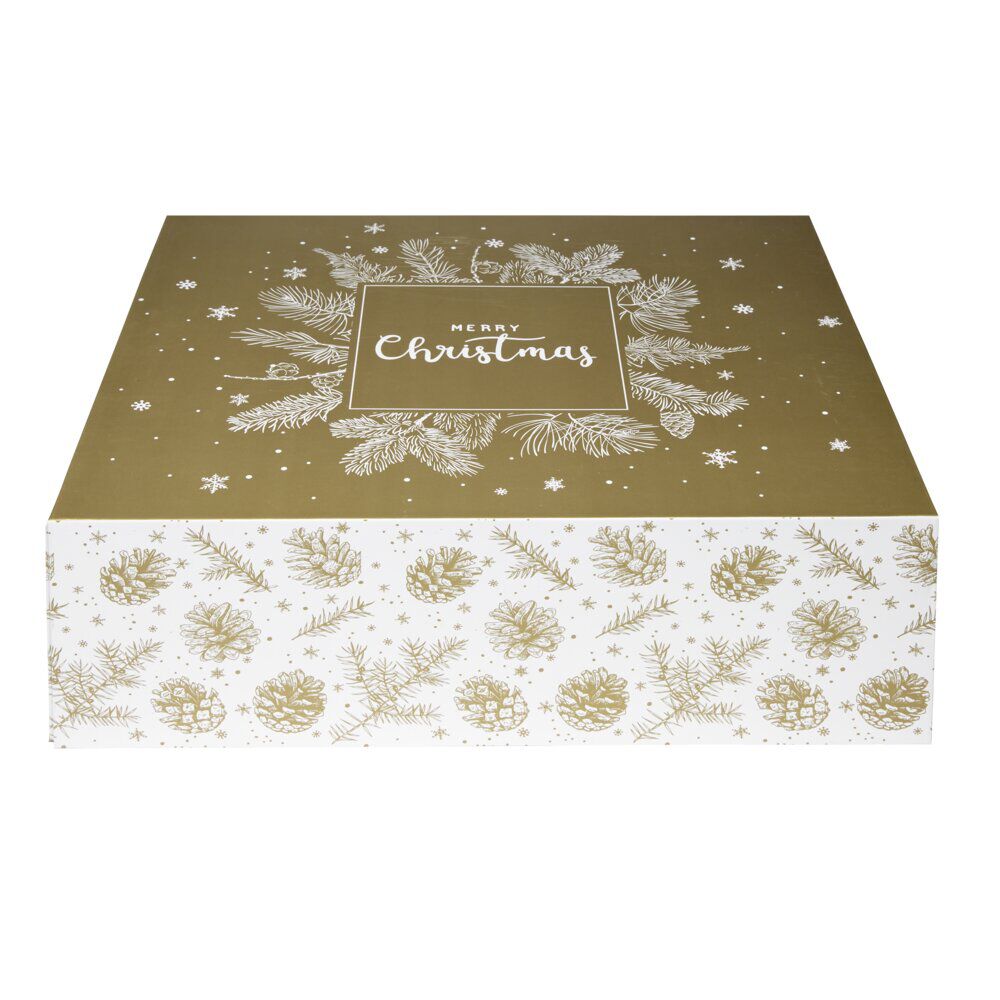 BoÎte cadeau pliante dorée grand modèle L35cm