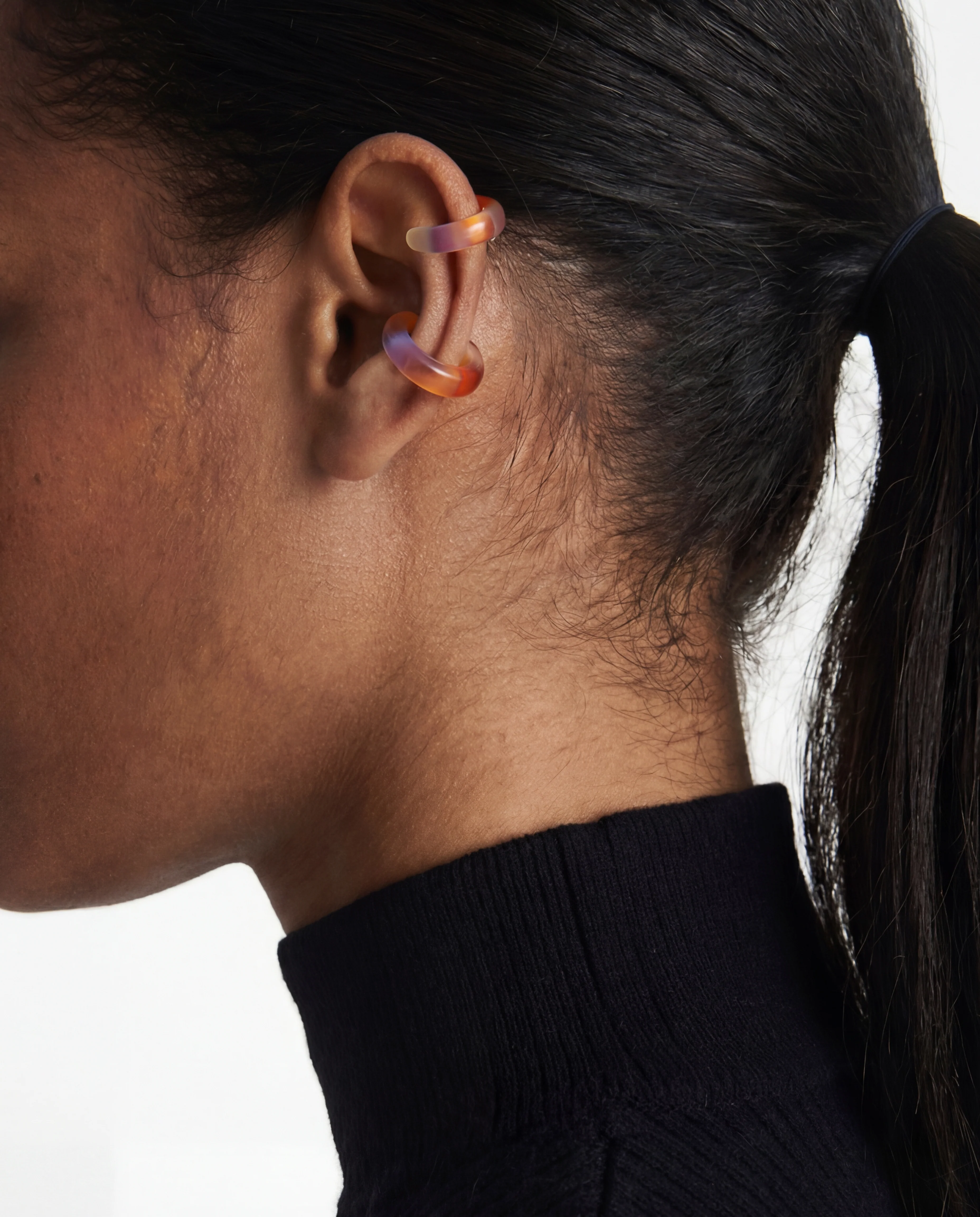 Abby — Single Jade Cuff Earring in Orange