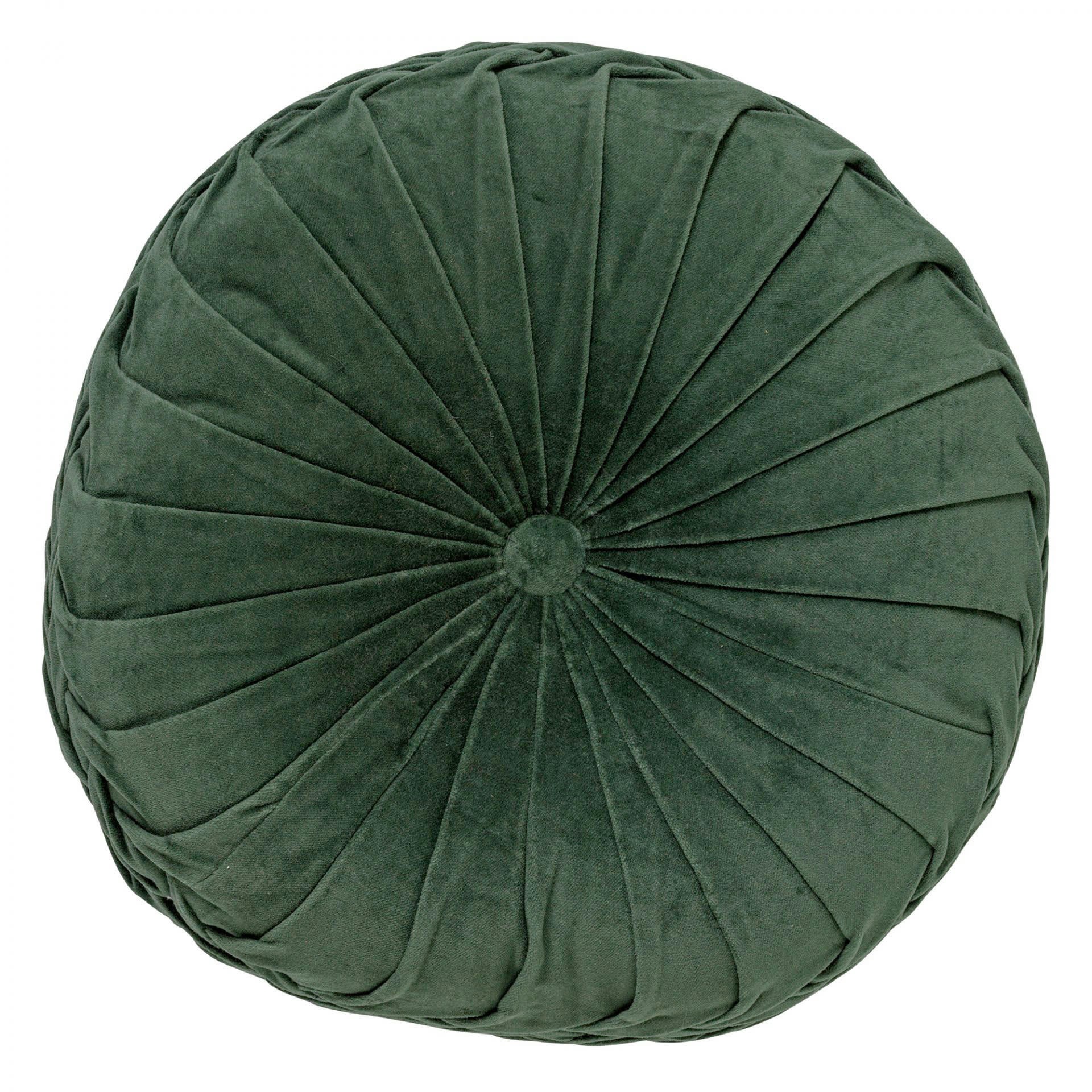 KAJA - Coussin rond vert en velours 40 cm uni