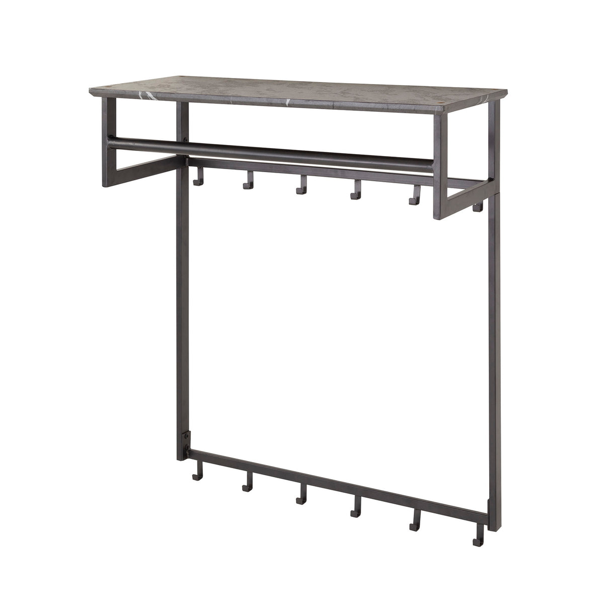 Giga Meubel Kapstok Roede - Zwart Metaal - 12 Haken - 80x30x90cm