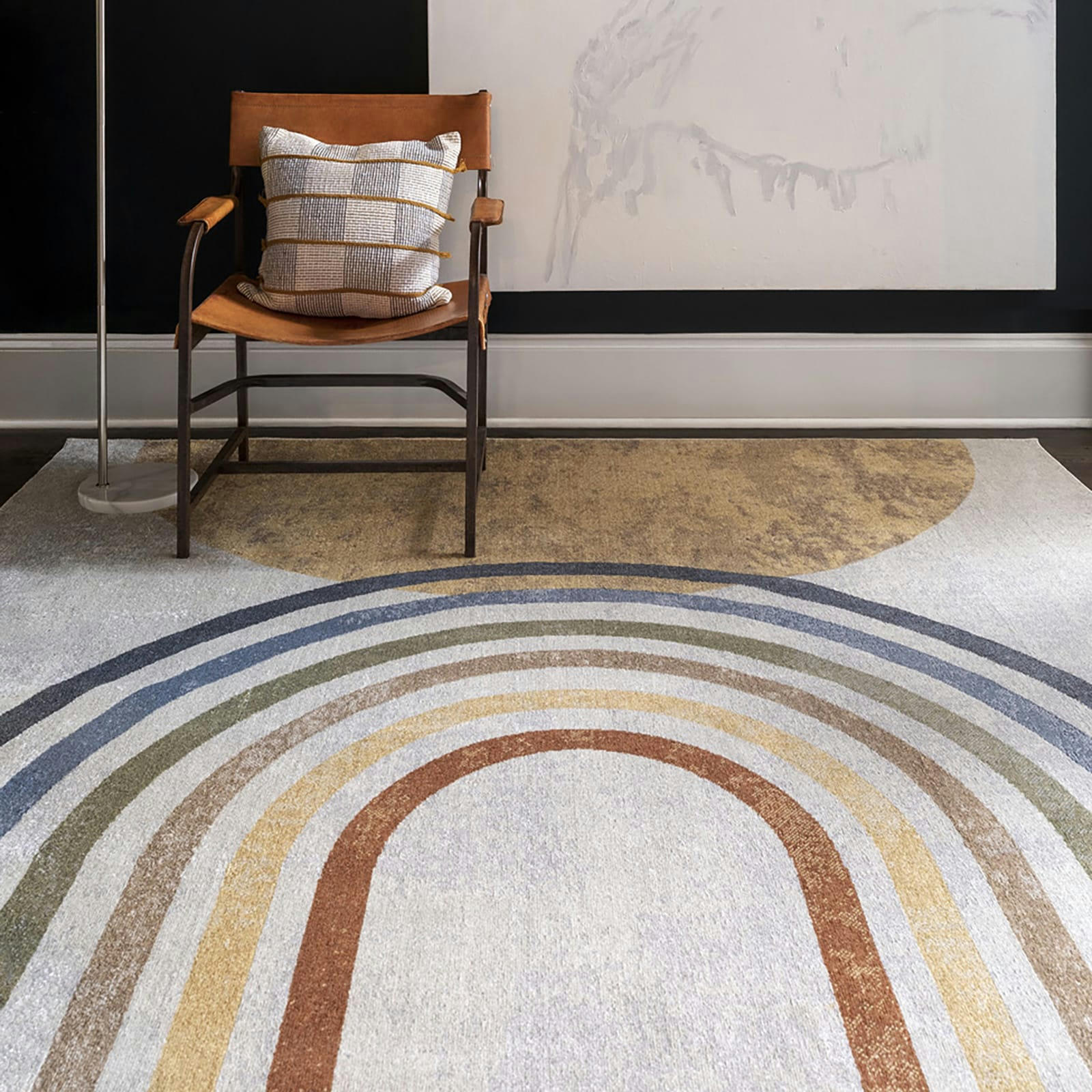 BARBARA - Tapis Scandinave Pop Lavable en Machine Multicolore/Beige 160x213