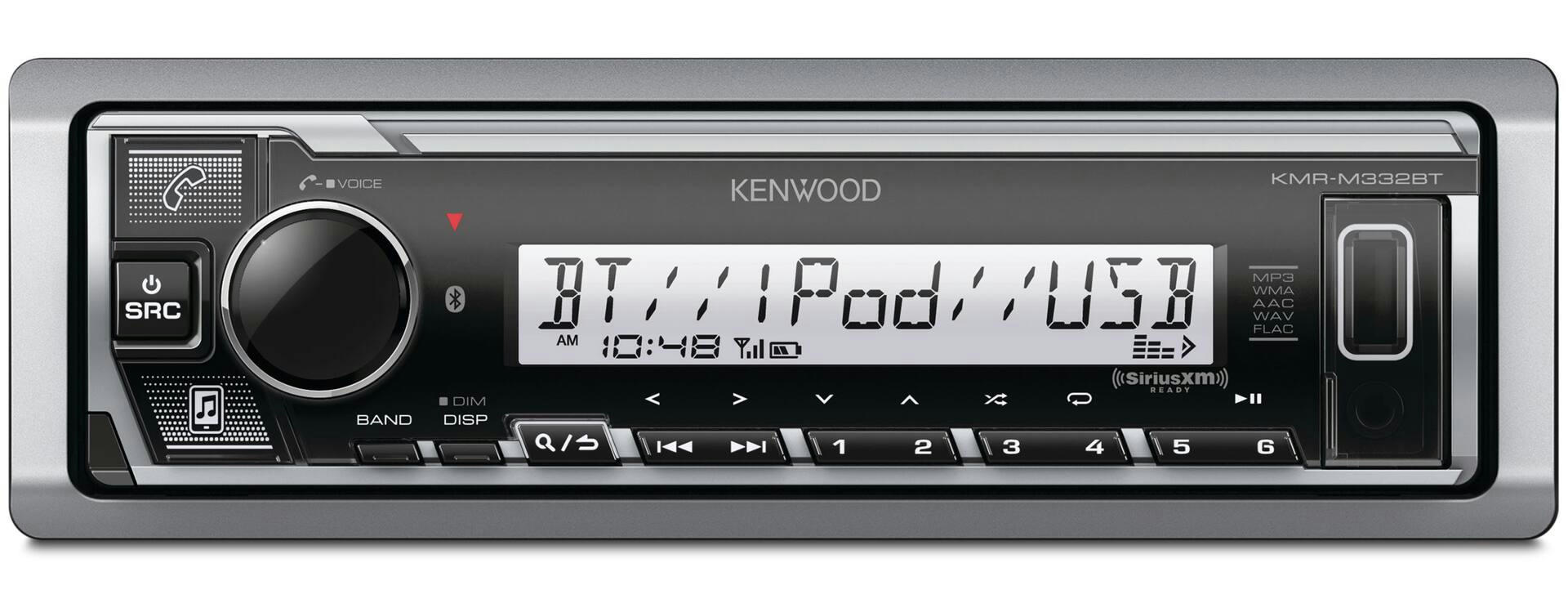 KENWOOD KMR-M332BT Marine Digital Media Receiver with Bluetooth, Front USB & AUX Input, and Time Alignment