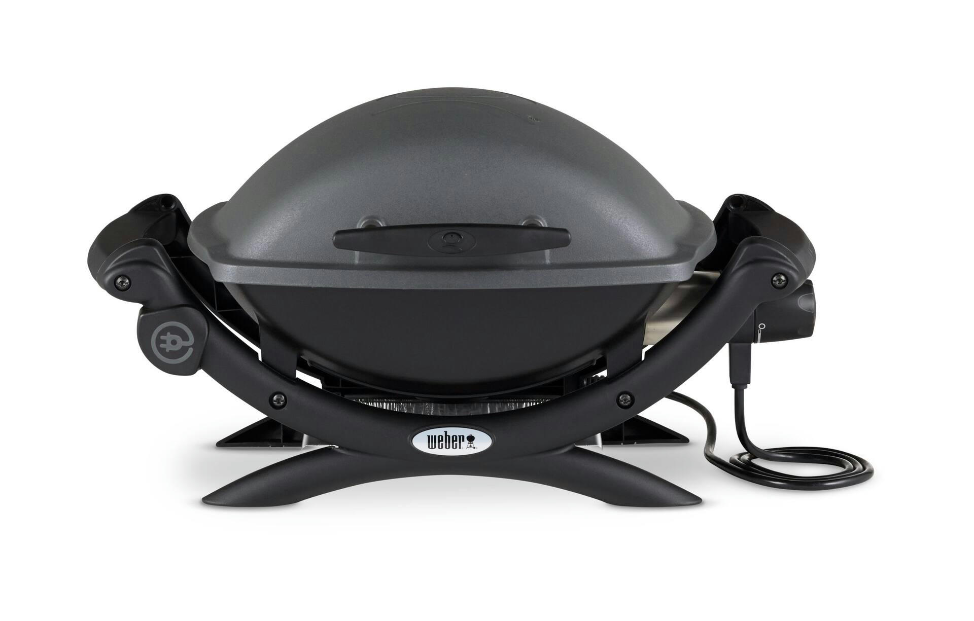 Weber Q1400 Portable Single Burner Electric BBQ Grill with Handles