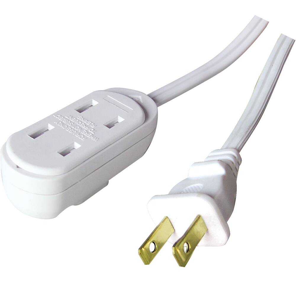 NOMA 6-ft 7-in 16/2 Light Duty Extension Cord with 3 Outlets, White