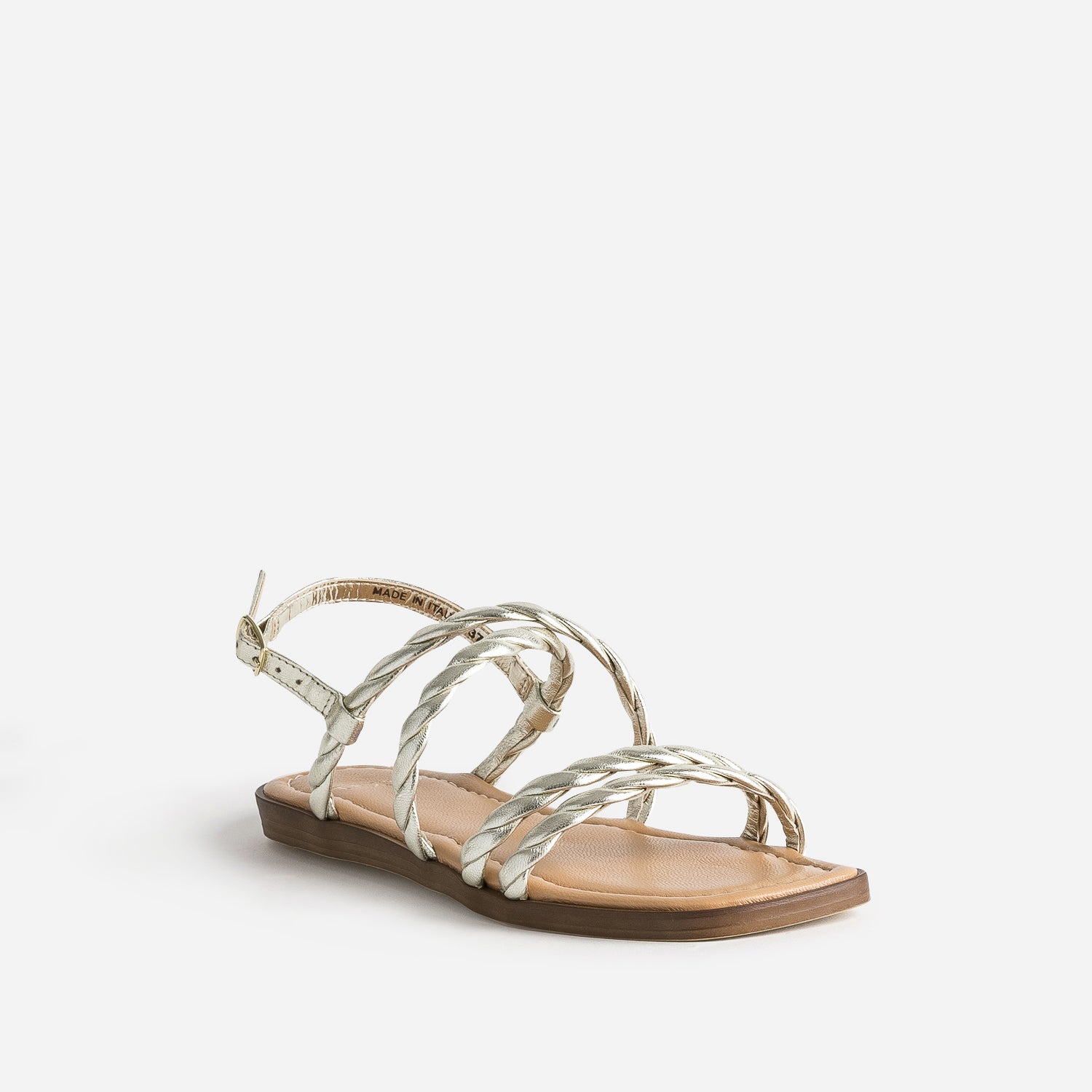 Sandale TEXTO dorée en cuir brides entrelacées