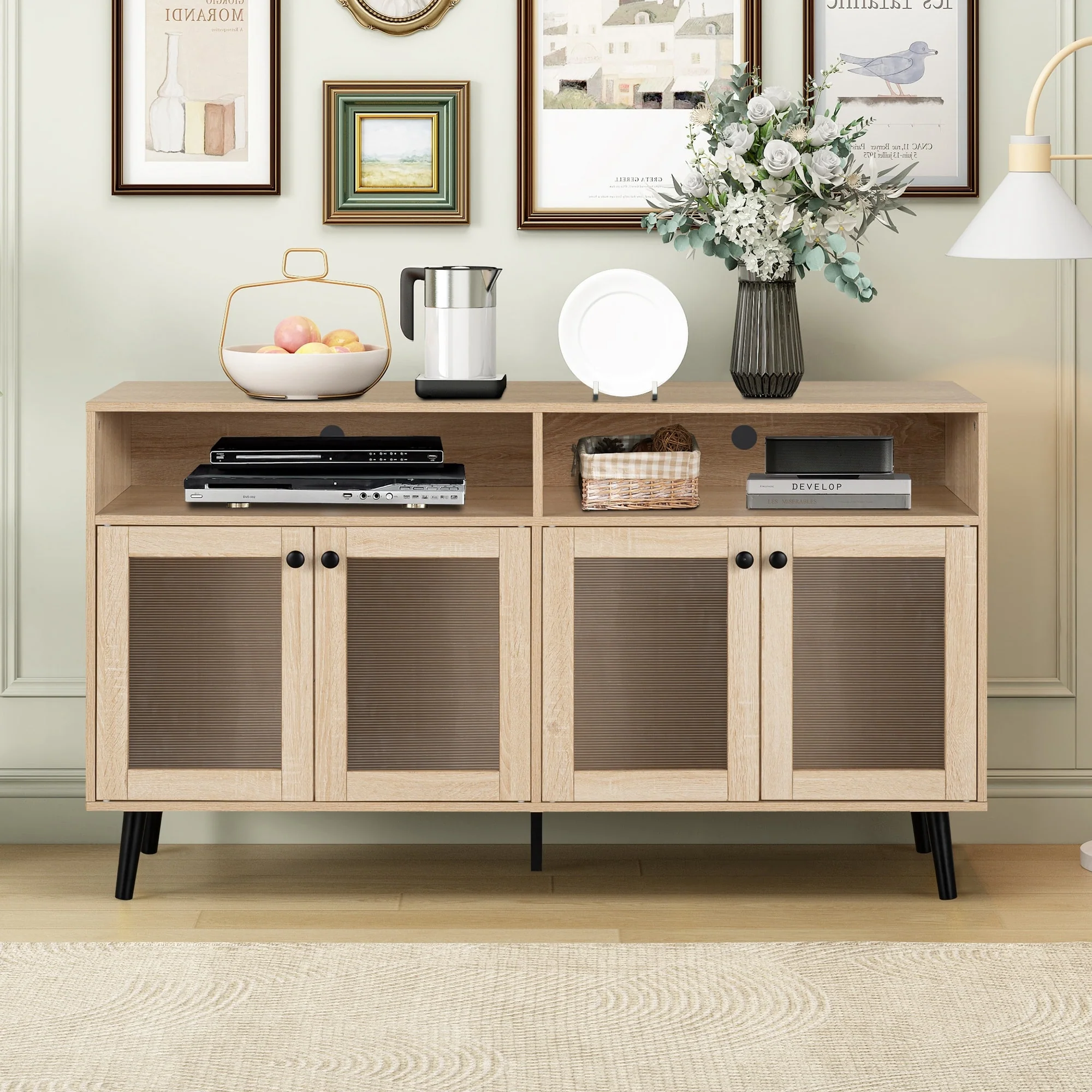 56-inch Length Wood TV Stand Media Console TV Entertainment Center