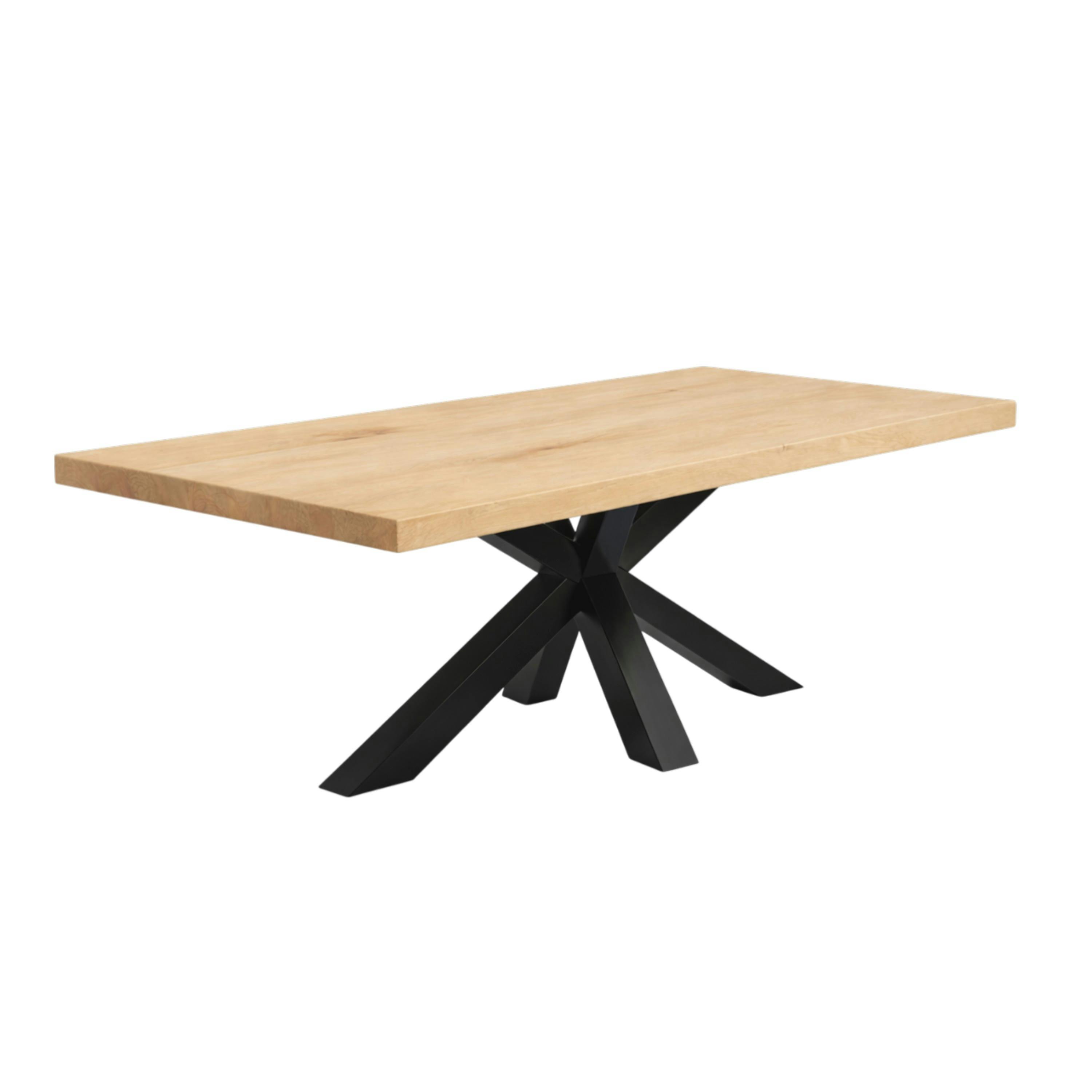 Table extensible bois blanc bords droits pied noir 220 cm PALERME