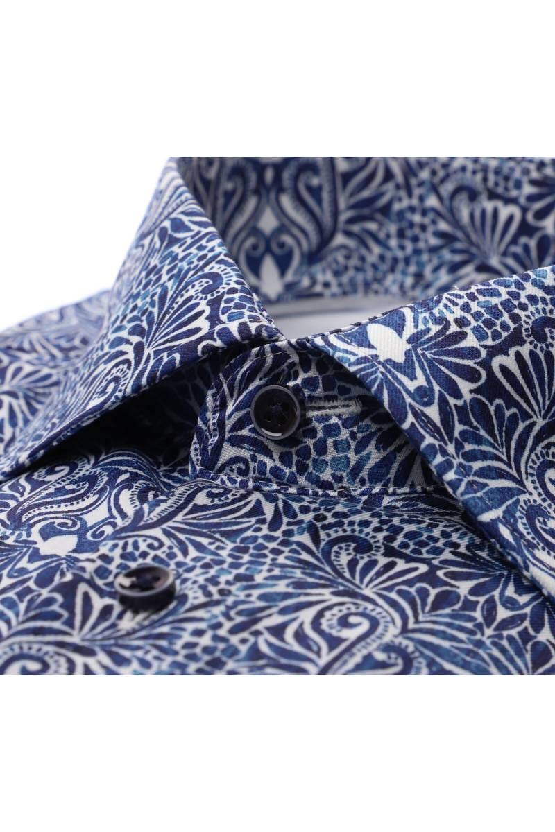 ETERNA Performance Modern Fit Tencel Hemd marine, Bedruckt (super langer Arm)