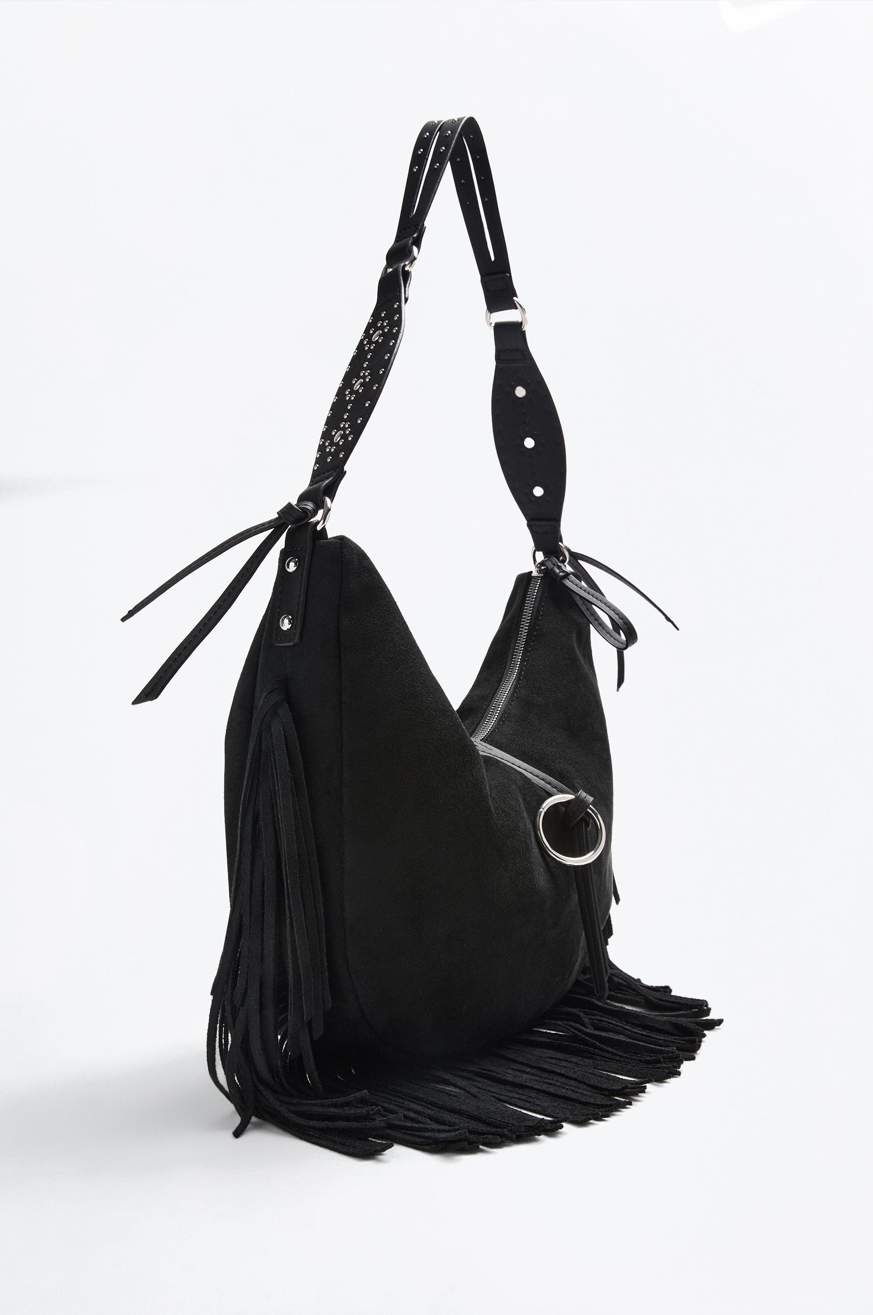 Bolso hombro flecos efecto suede