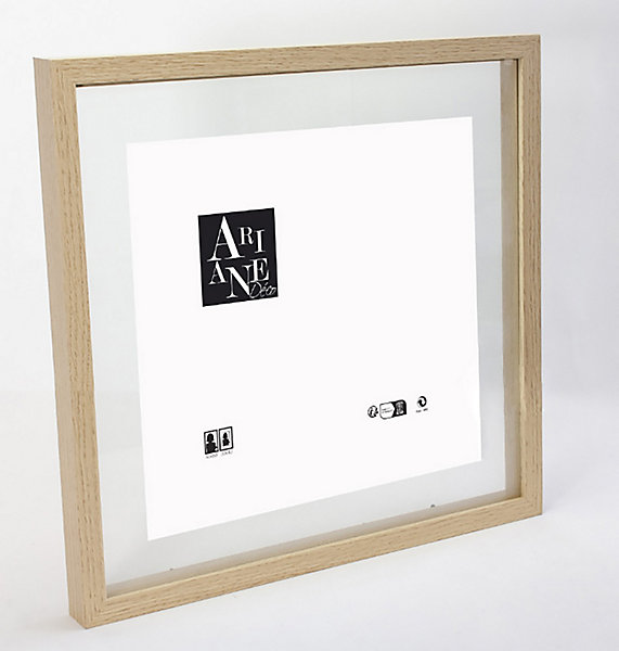 Cadre photo en bois aspect chêne, double verre 30 x 30 Ariane, Duali