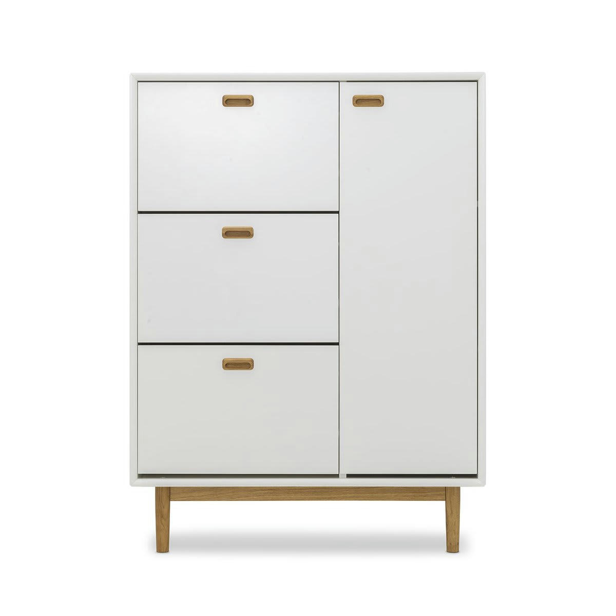 ZETA - Grand meuble à chaussures d'entrée en bois blanc