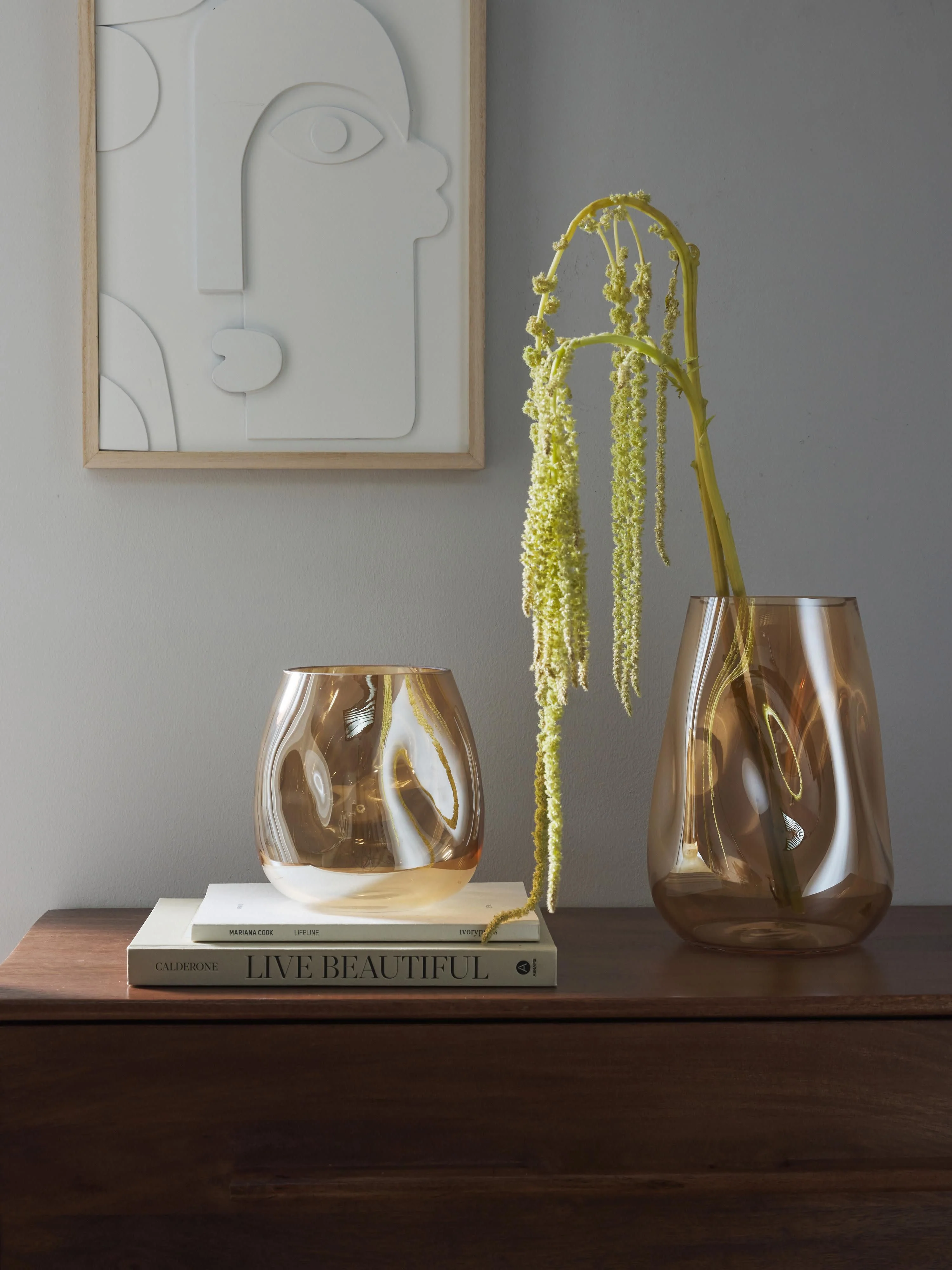 Mundgeblasene Glas-Vase Luster, H 17 cm