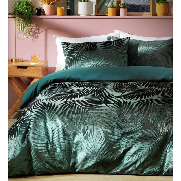 Habitat Feather Velvet Green Bedding Set - Kingsize