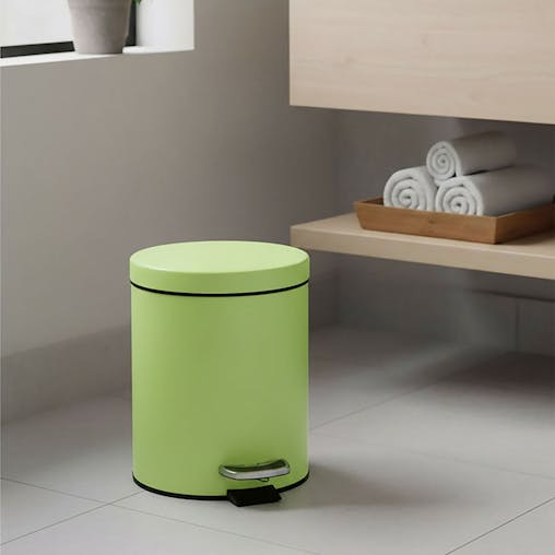 SOGA 4X Stainless Steel Foot Pedal Bin Round Green 7L