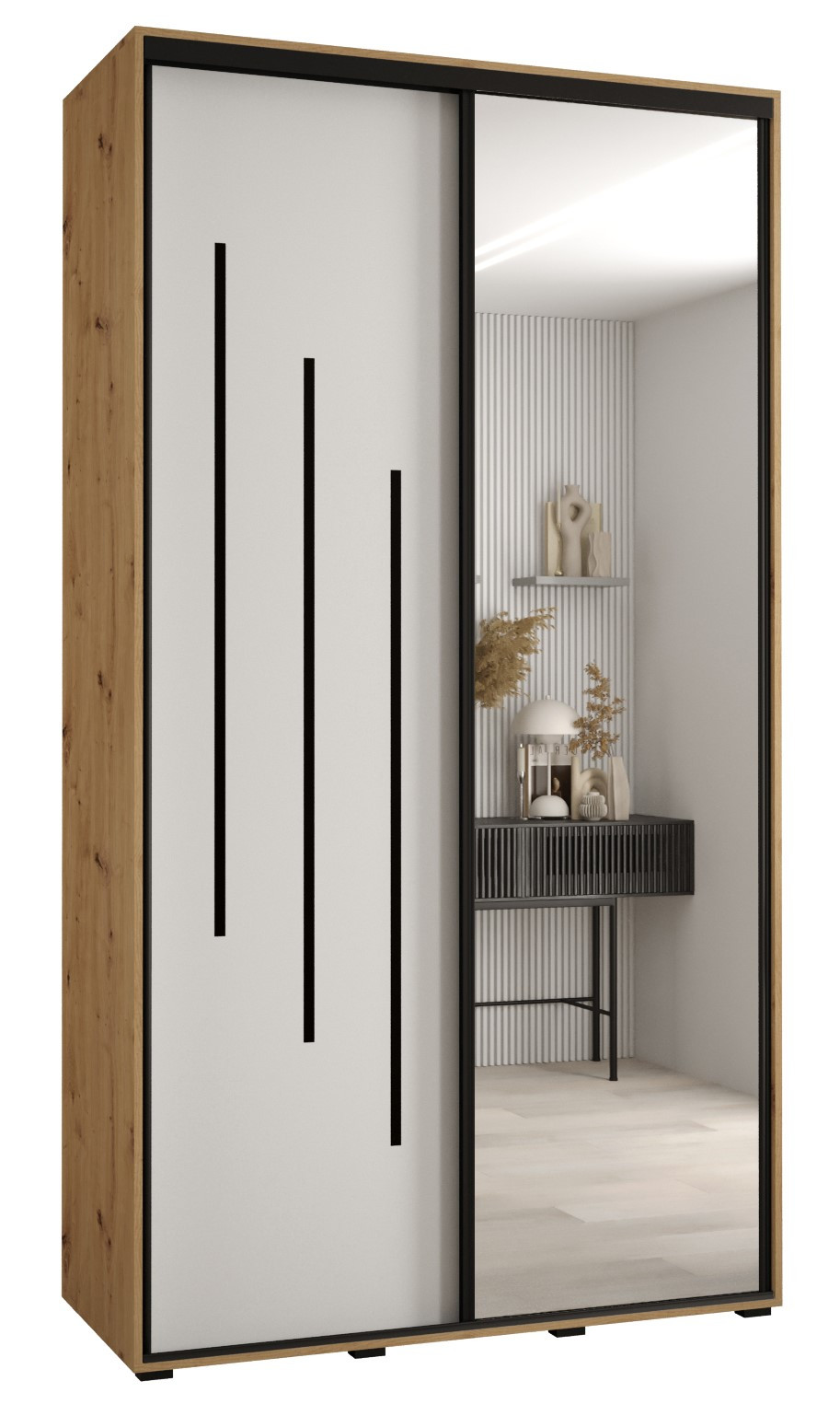 Szafa przesuwna 45 wysoka Davos 9 130 artisan biały czarny
