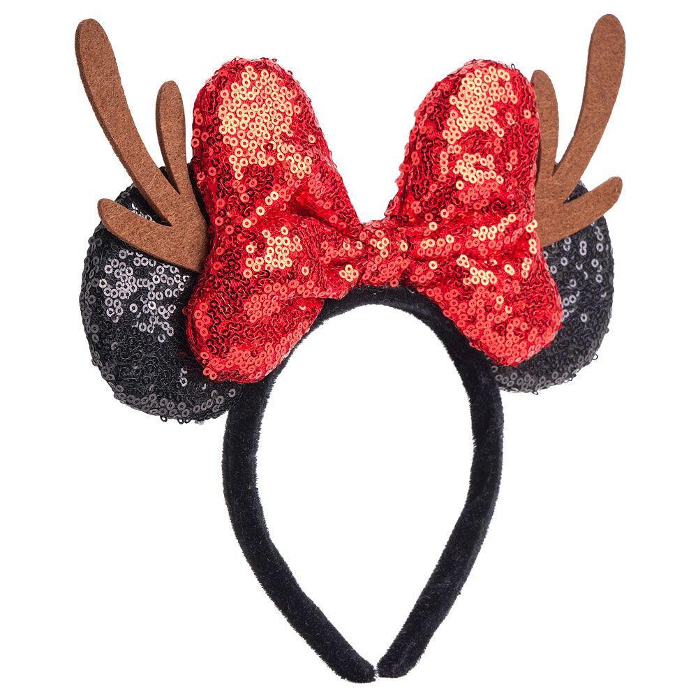 Serre-tête Minnie Disney No&euml;l pailleté rouge et noir