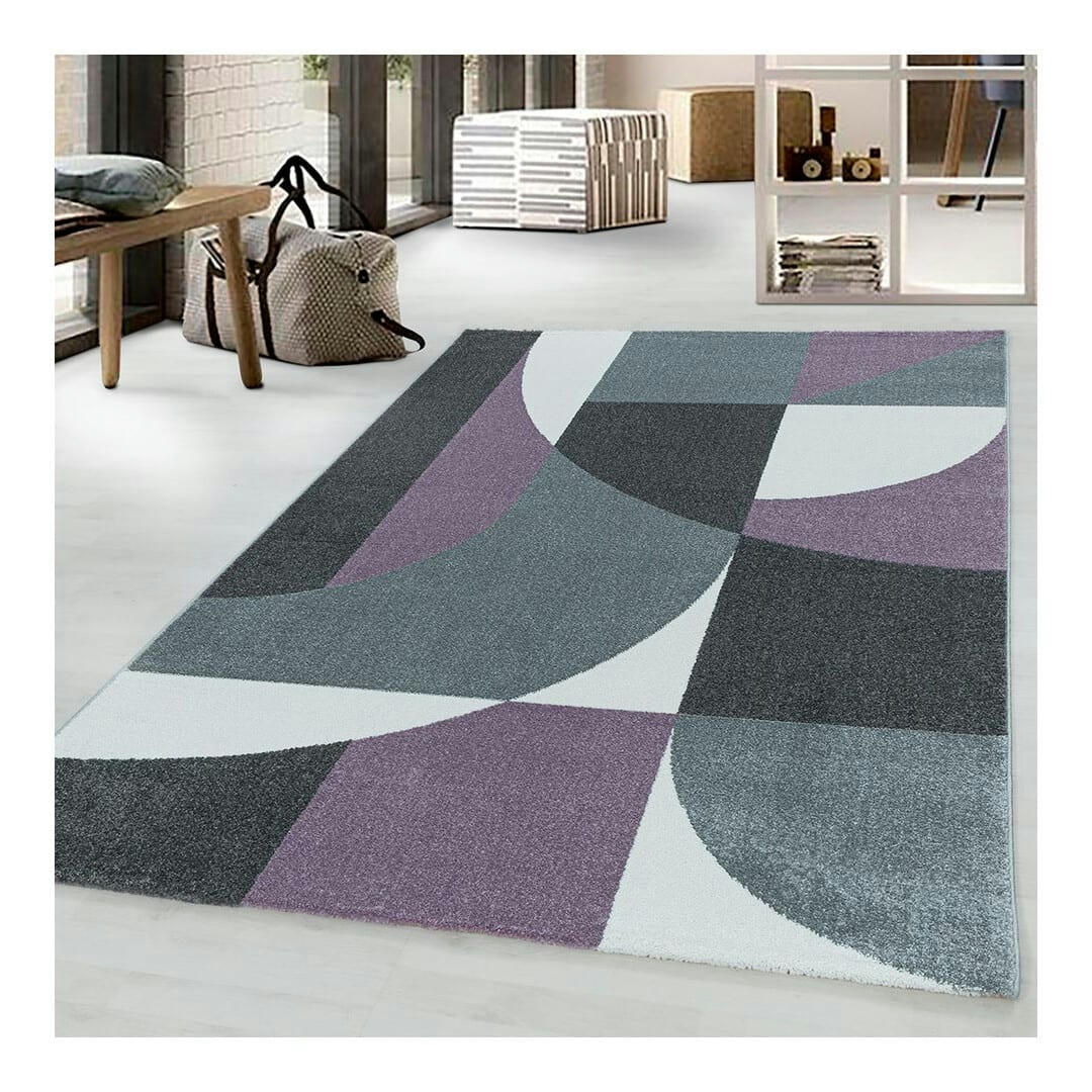 GROSBEC - Tapis géométrique scandinave en polypropylène violet 240x340