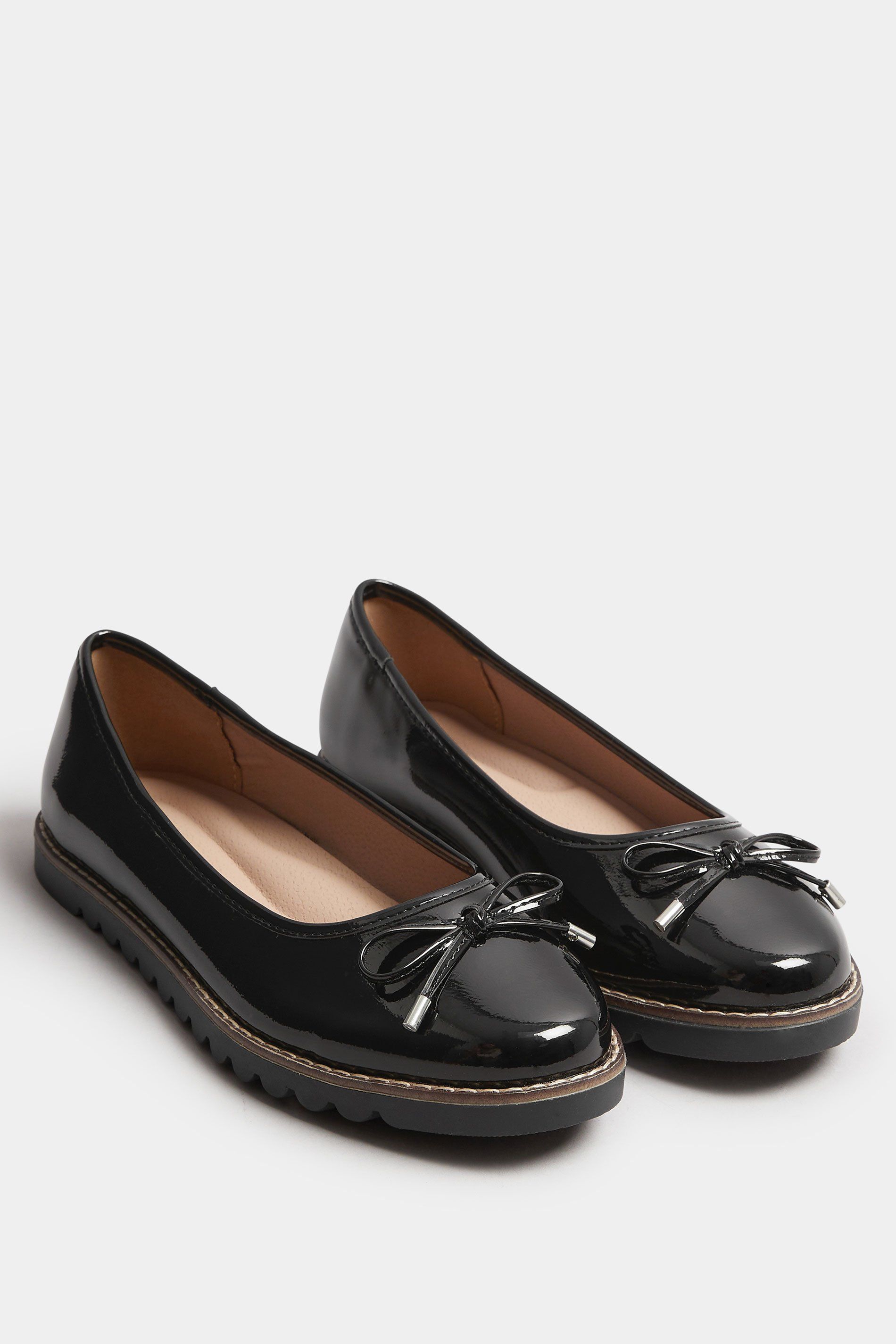 Yours Patent Ballet Pumps In Wide Fit