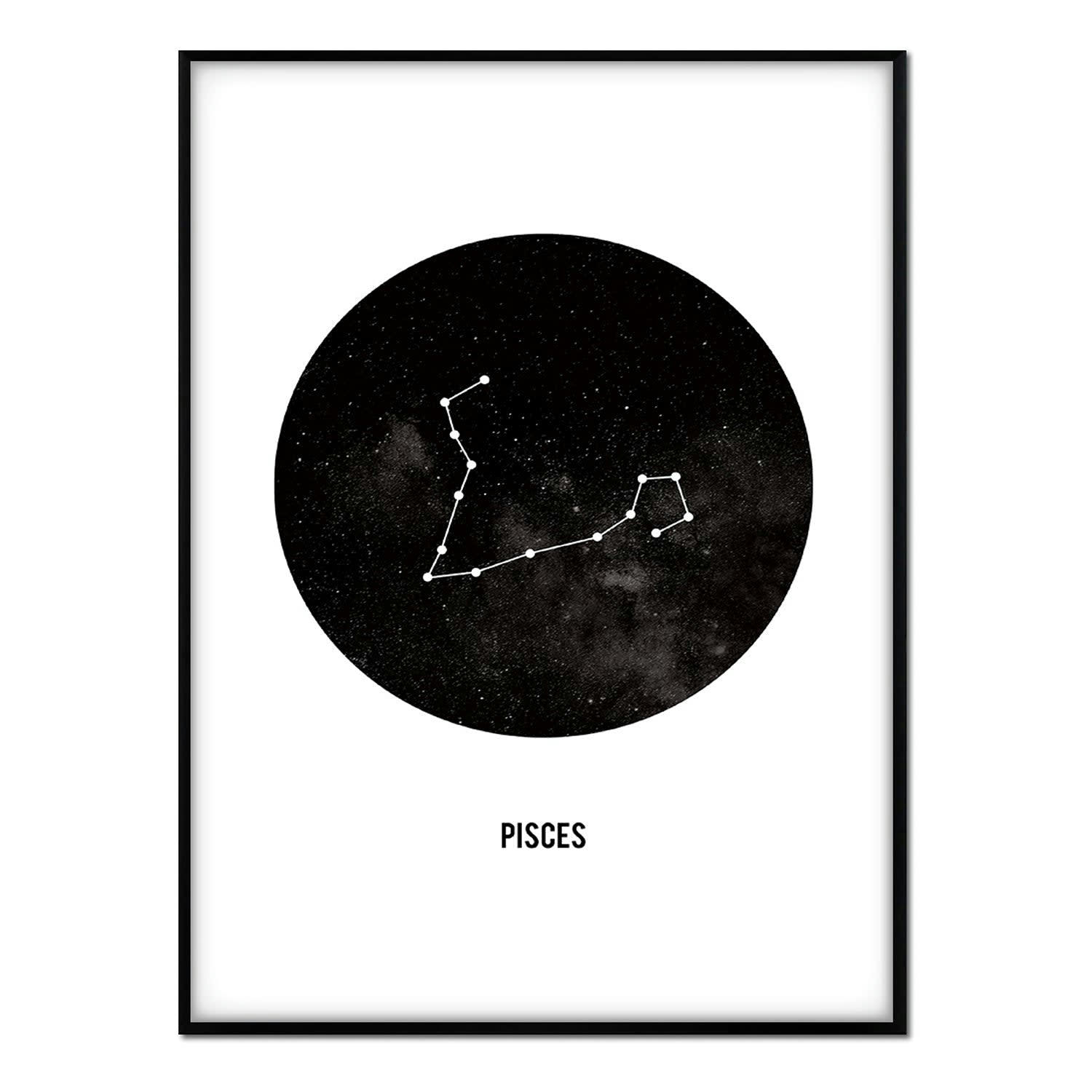 TEXTO - Affiche avec cadre noir - Poissons - 50x70