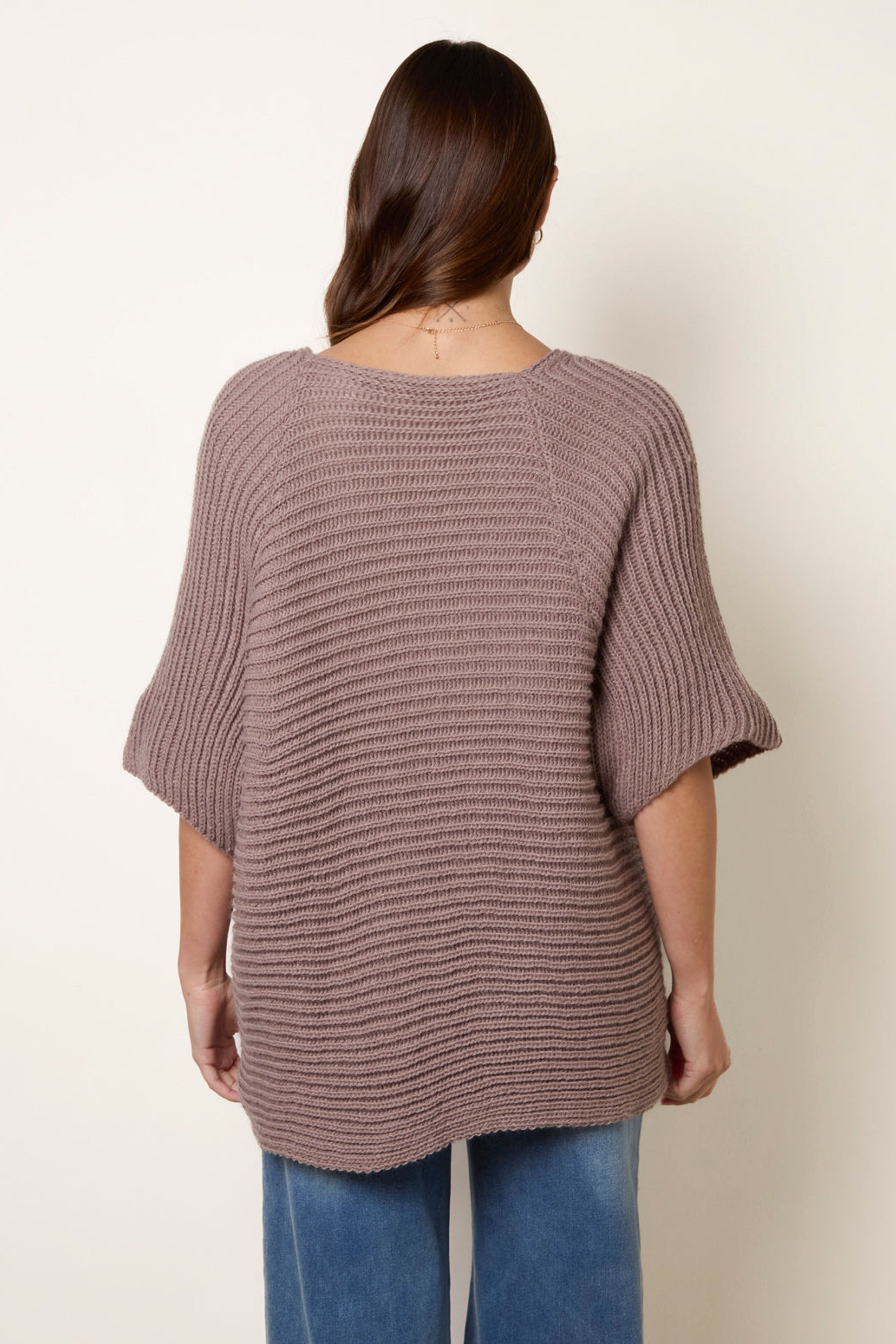 Blue Vanilla Light Brown Pointelle Knit Cardigan