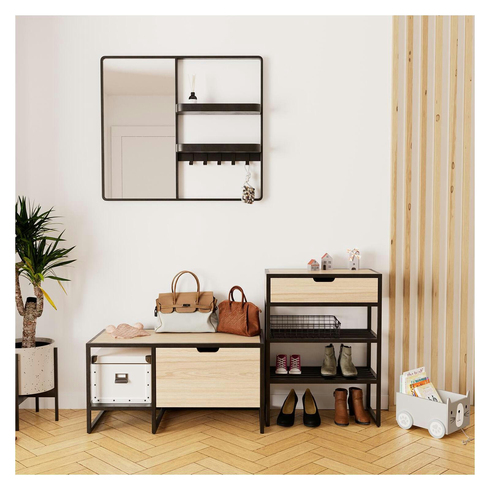 WILKO - Ensemble meubles d'entrée banc + console + miroir