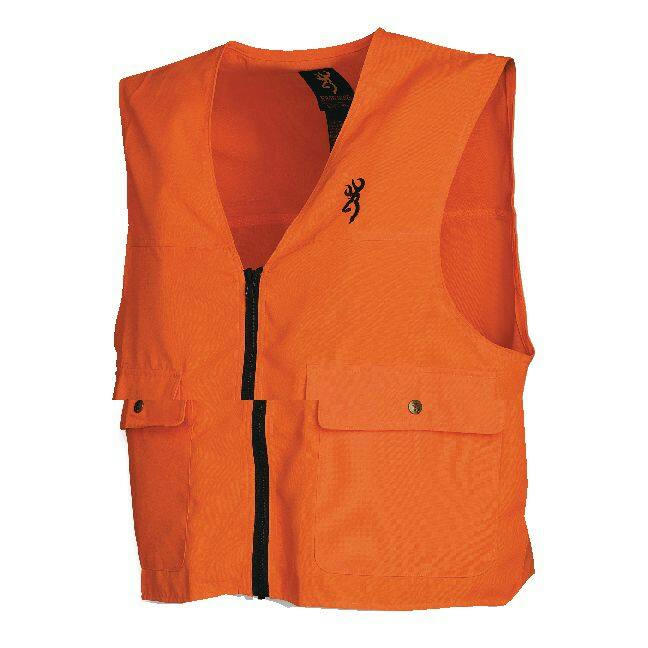 Browning Unisex Safety Blaze High Vis Hunting Vest with Large Flap Pockets, Orange