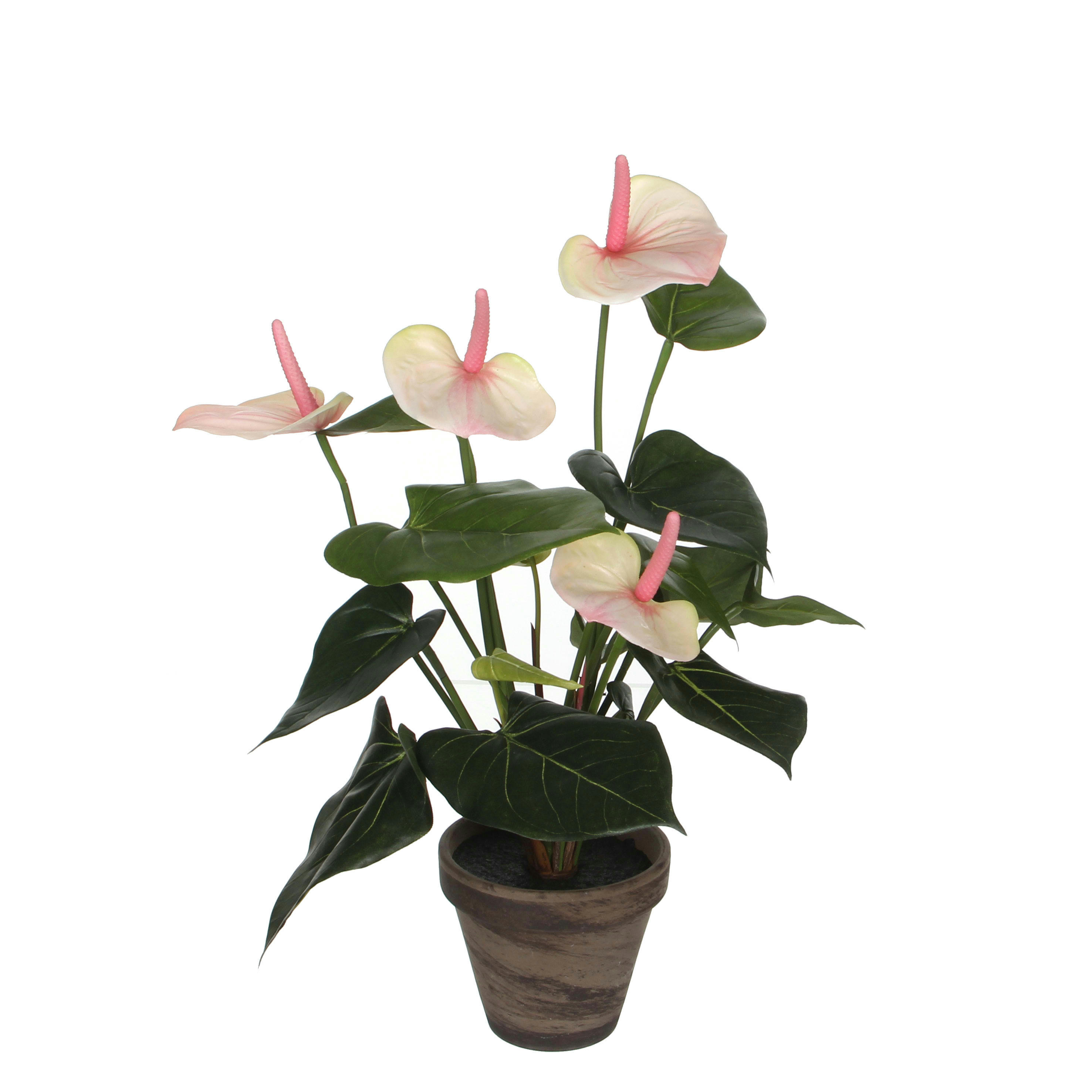 - Anthurium artificielle rose clair en pot H40